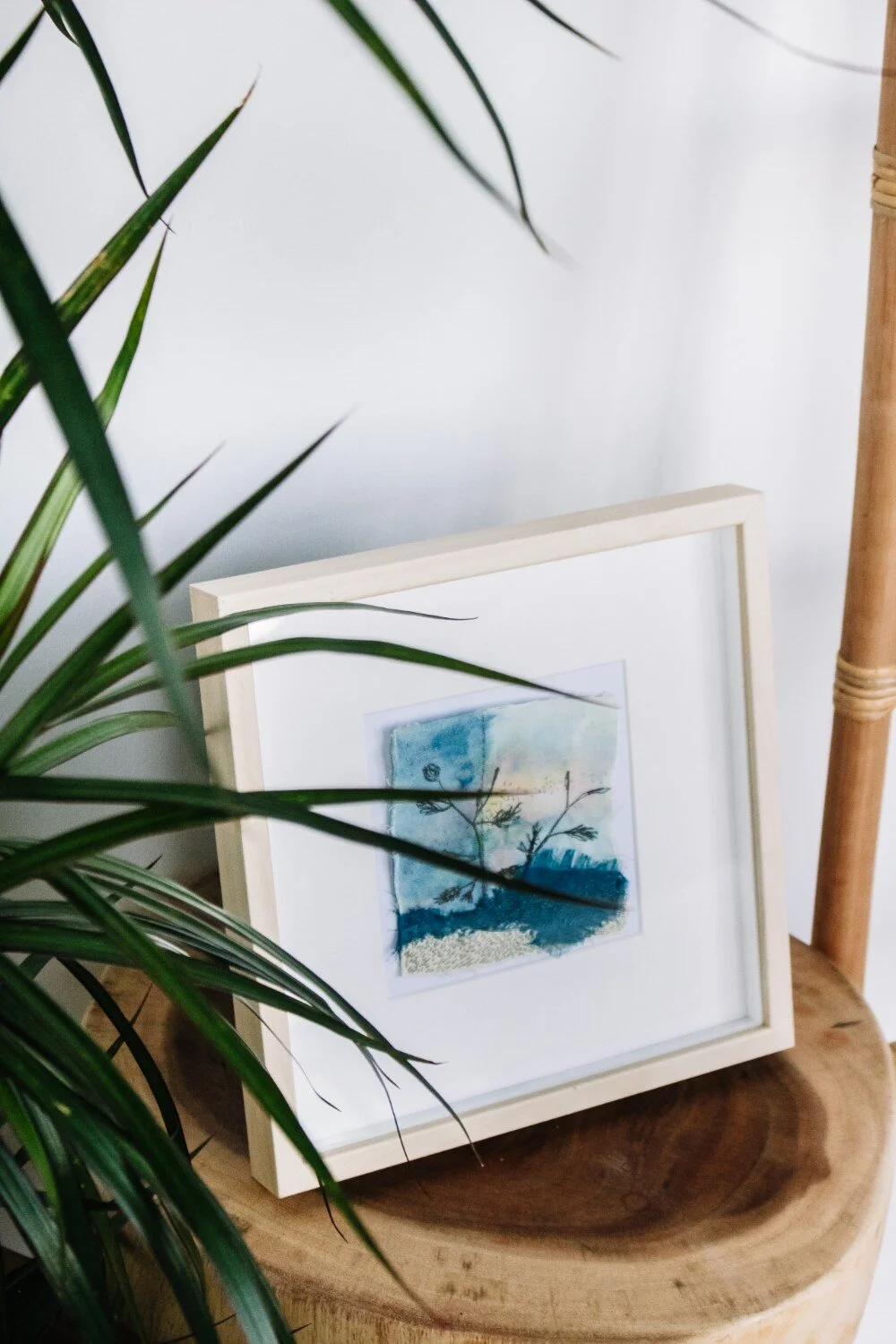 SGD120Discovering the Invisible 1 of 4Textile Art 4 x 4 inches collage, hand painted, free motion embroidery and hand-stitched.