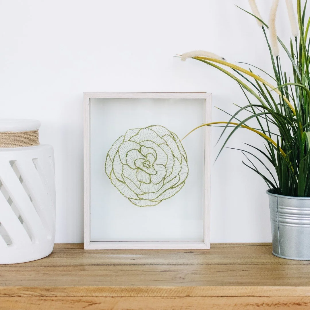 Free motion embroidered coral art work