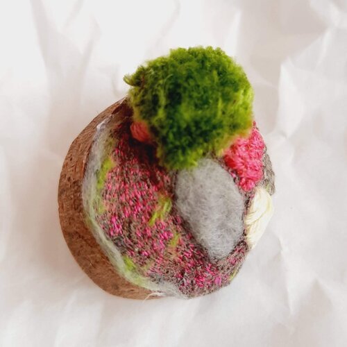 Moss rocks textile art