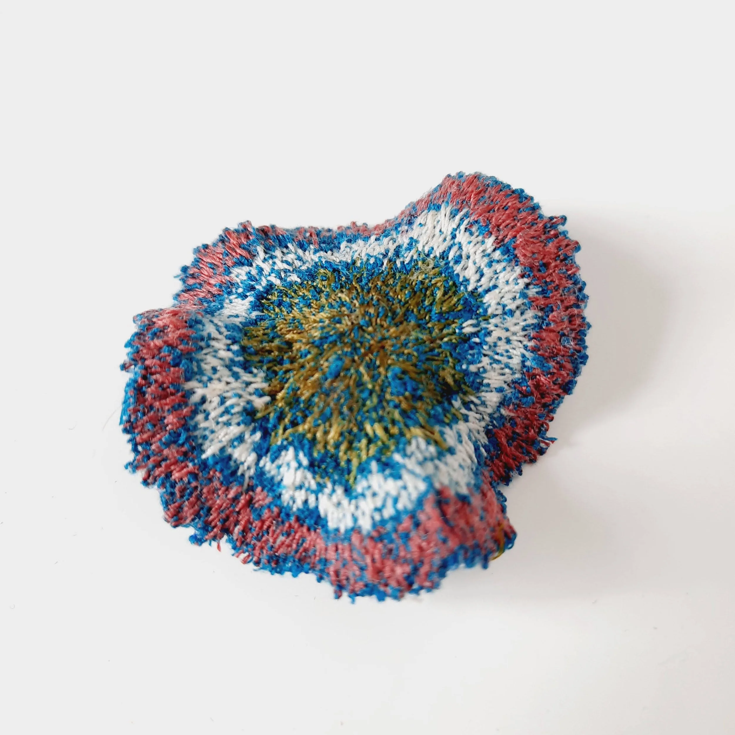 Textile art coral sculpture brooch by textile artist, Agatha Lee 'Agy'
