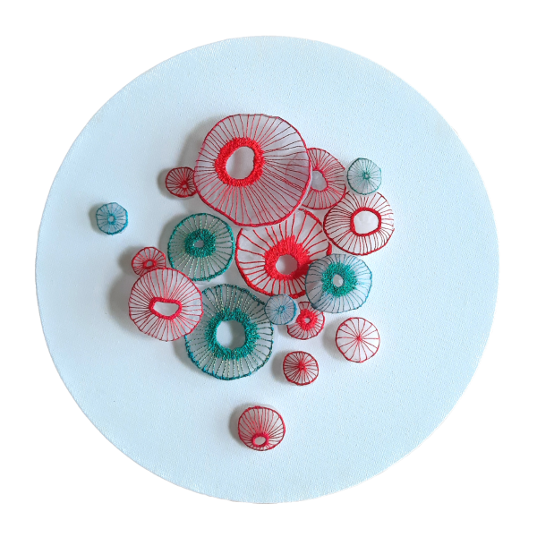 Embroidered coral sculptures. Textile art by Agatha Lee 'Agy'