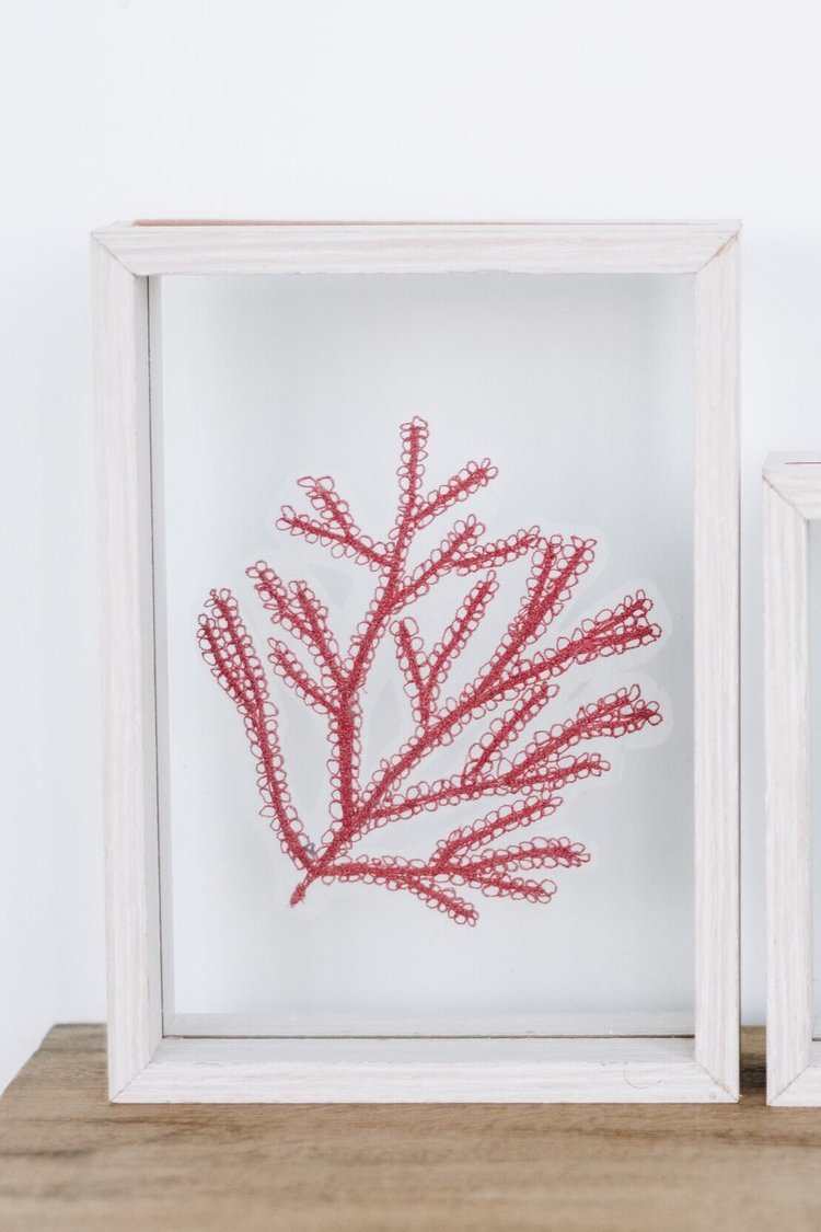 coral textile art by Agatha 'Agy'
