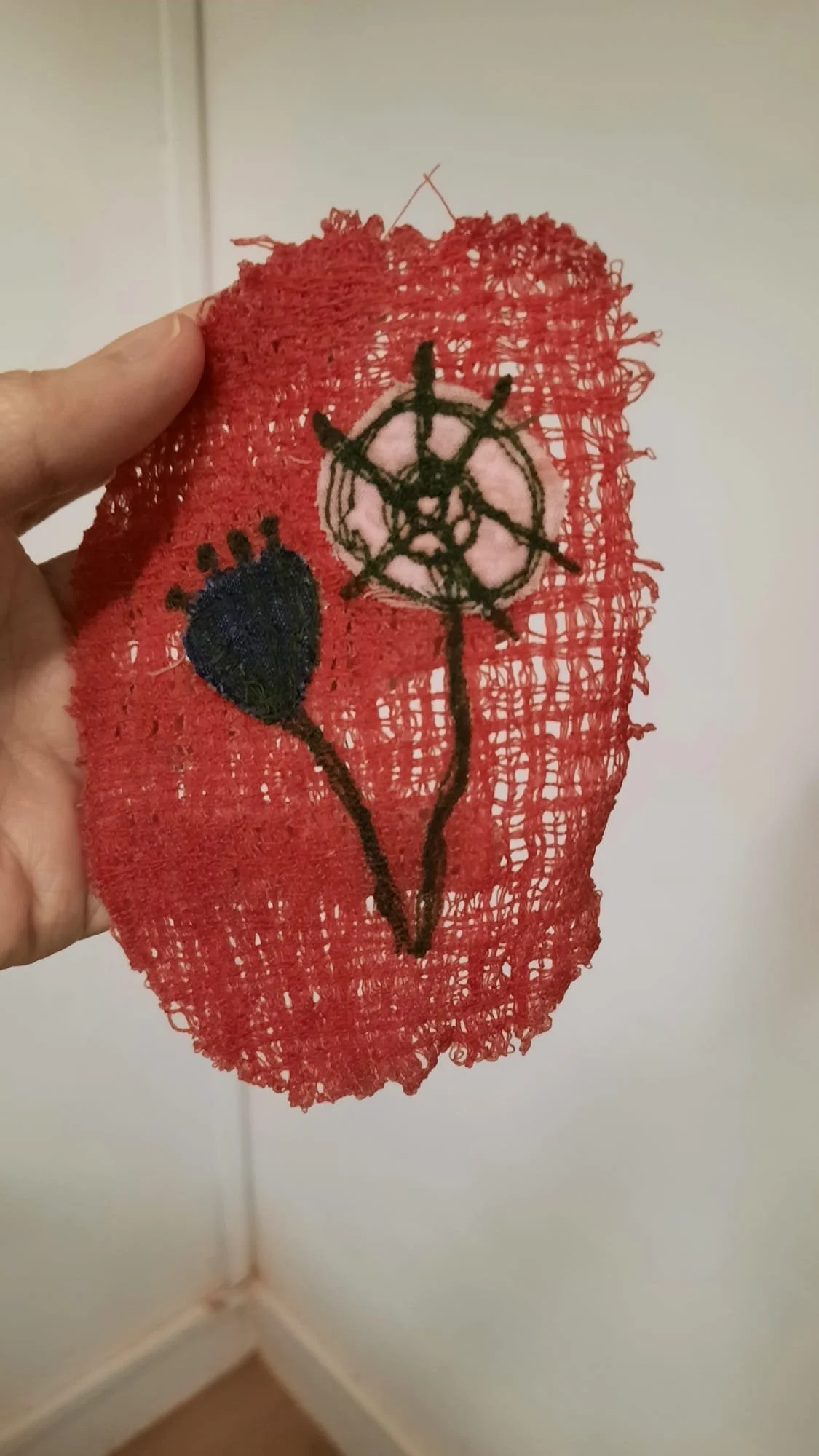 Free motion embroidery using dissolvable fabric  with Agy