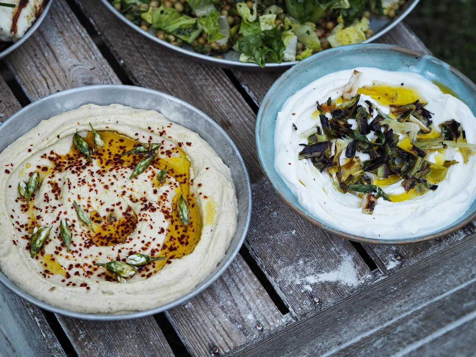 Labneh with charred leeks