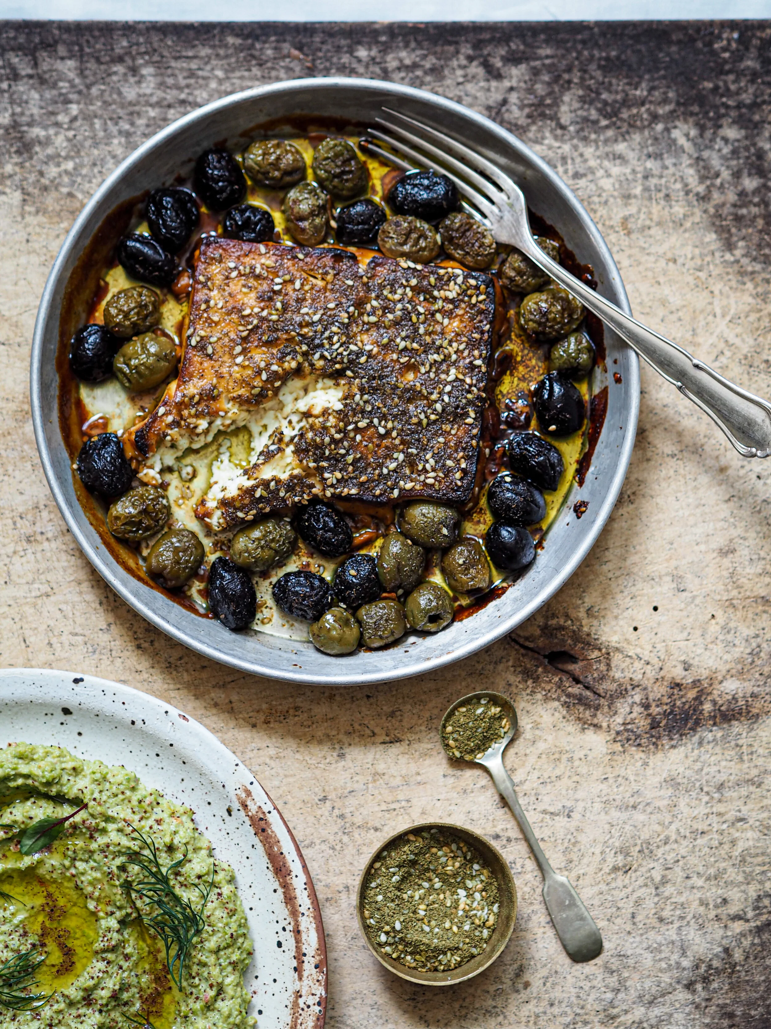 Baked feta with honey and za'atar