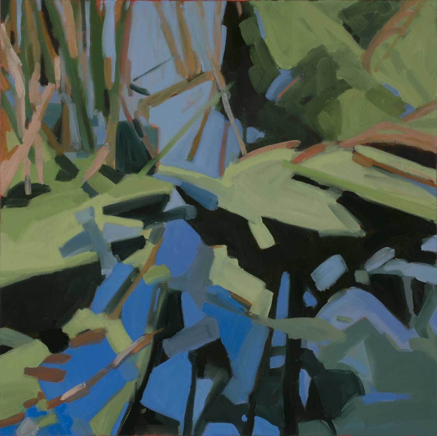    Reeds and Leaves , 2020   Oil on canvas  24 x 24 inches 