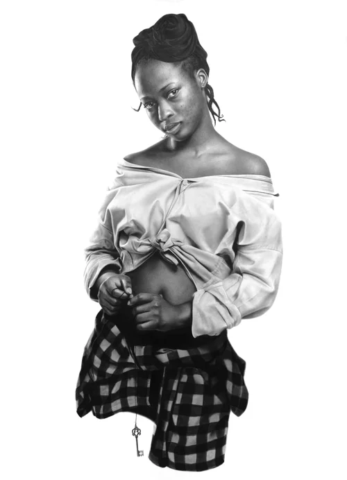 HER SWEET STARE , pencil drawing on paper, 2018.