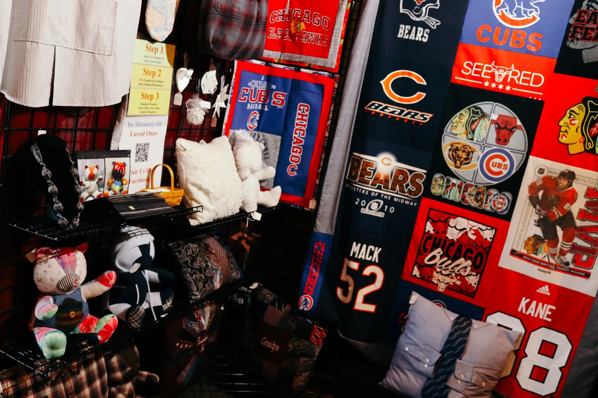 MAKE IT INTO A MEMORY!

Do you have a piece of clothing from a loved one? Turn it into a bear, pillow, or a blanket and keep them with you in a unique and special way! Visit our market to learn more about options for your keepsake, and check out our 