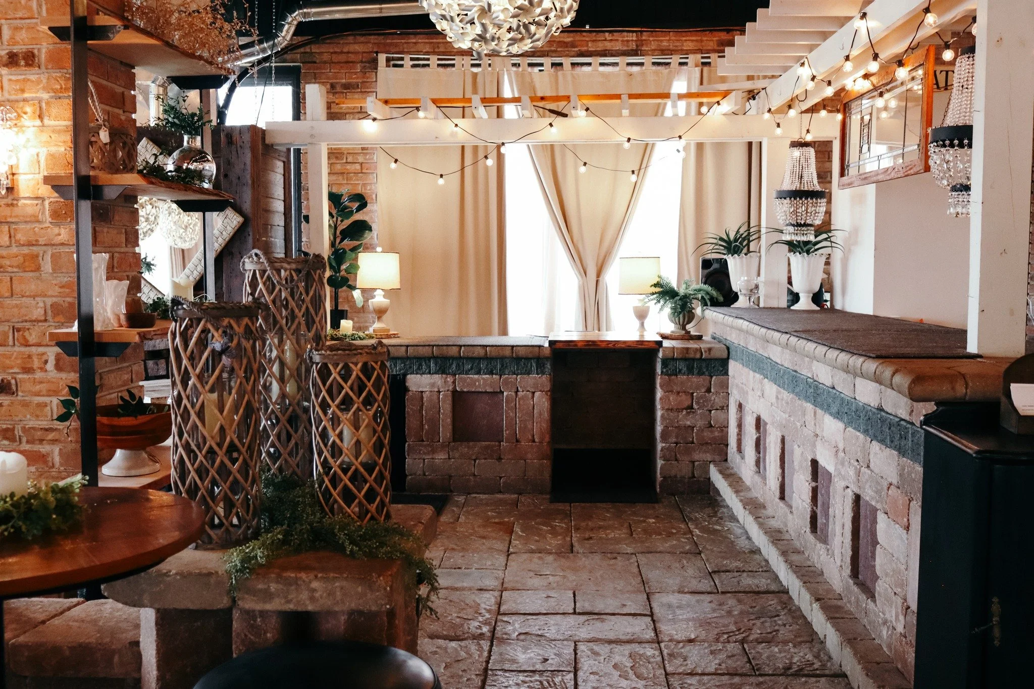 ENJOY $100 OFF OUR EVENT SPACE!

Looking for the perfect spot for your rehearsal dinner, women's group, or other event? Reserve a Wednesday, Thursday, or Friday date and enjoy $100 off the room rental!

Our space features rustic brick + stone, lots o