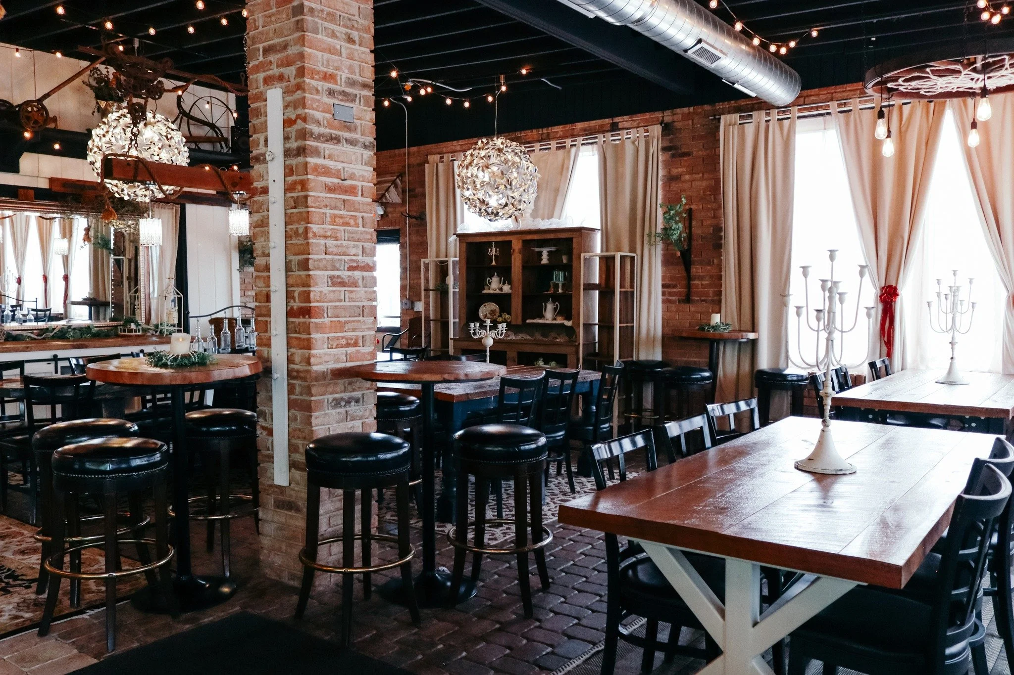 ENJOY $100 OFF OUR EVENT SPACE!

Looking for the perfect spot for your rehearsal dinner, women's group, or other event? Reserve a Wednesday, Thursday, or Friday date and enjoy $100 off the room rental!

Our space features rustic brick + stone, lots o