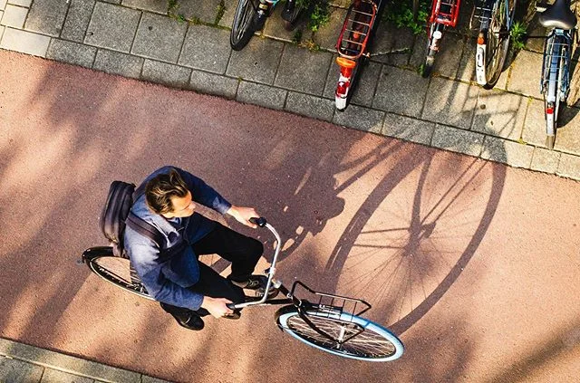 Bikes rule the street here.