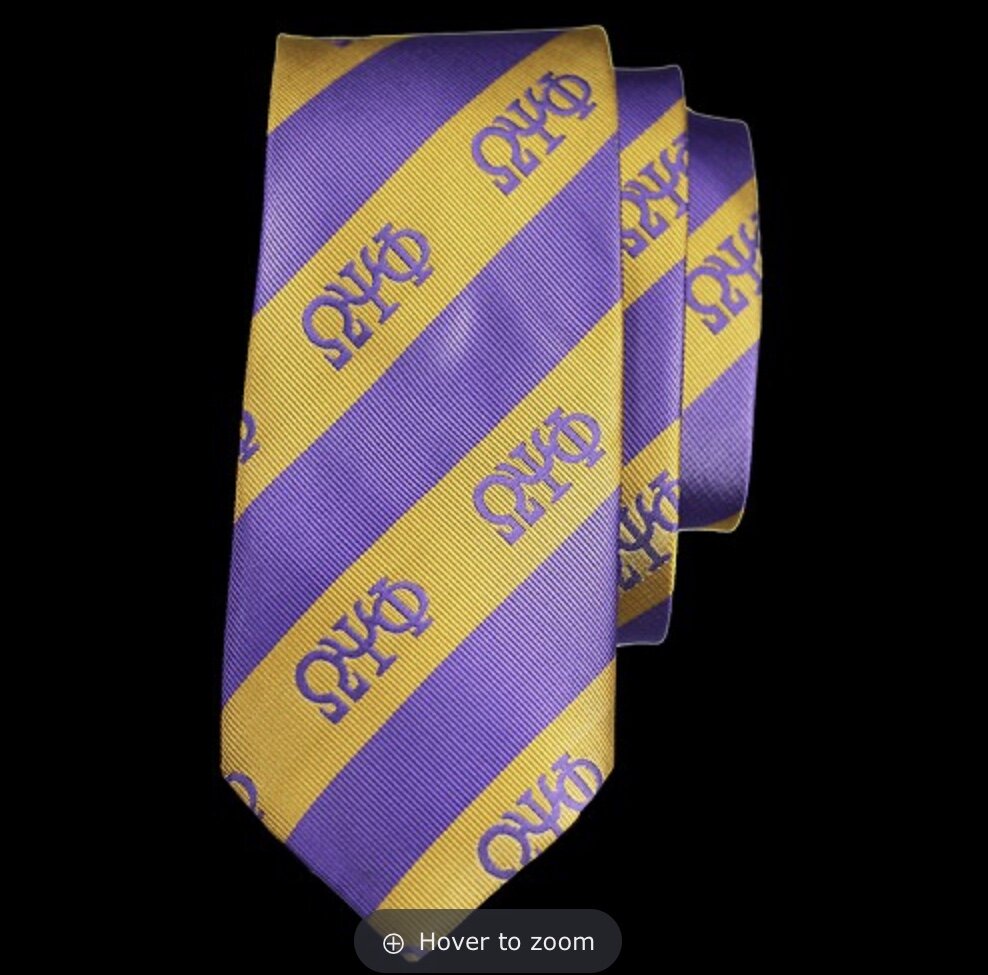 Omega silk neck tie Purple/gold