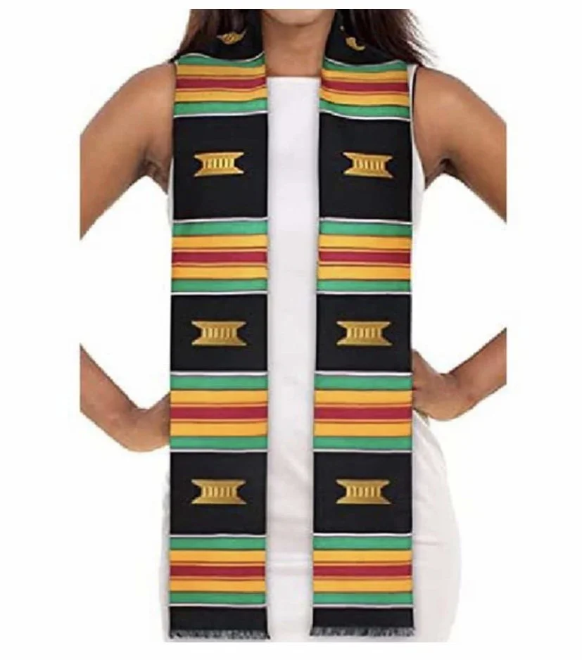African Kente Stole,  Sash, Choir, Black History, Graduation, Pattern