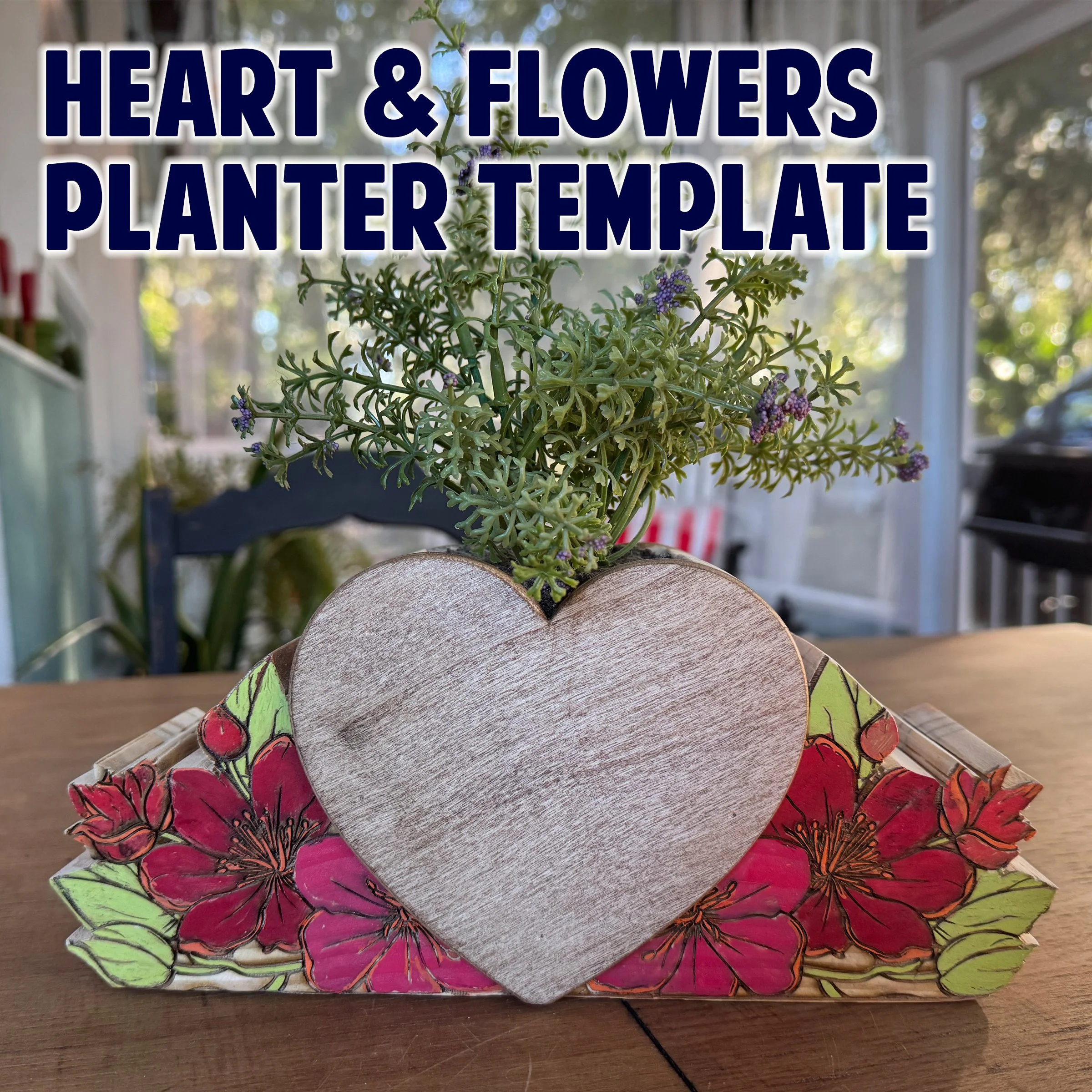 Heart & Flowers Planter Template