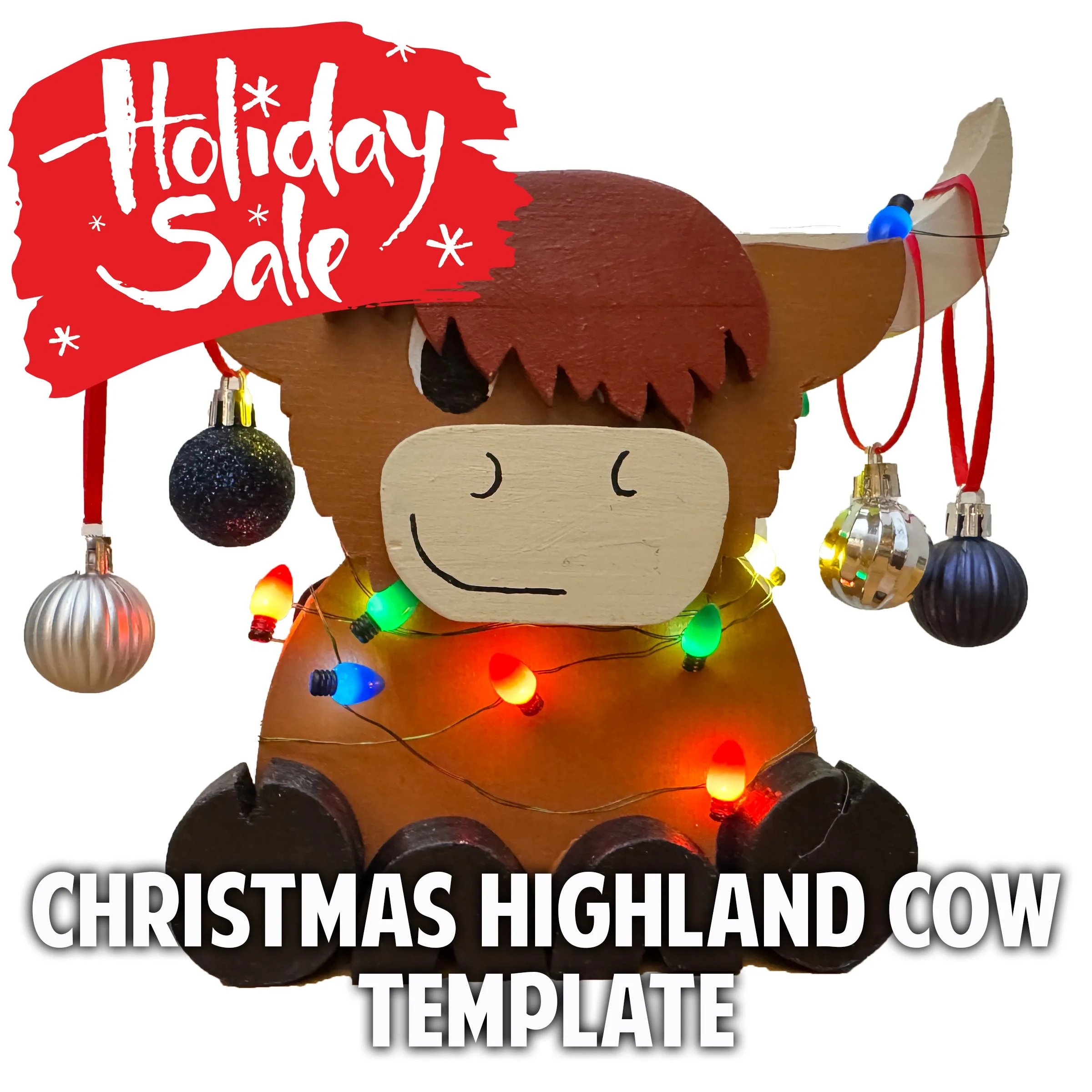 Christmas Highland Cow Template