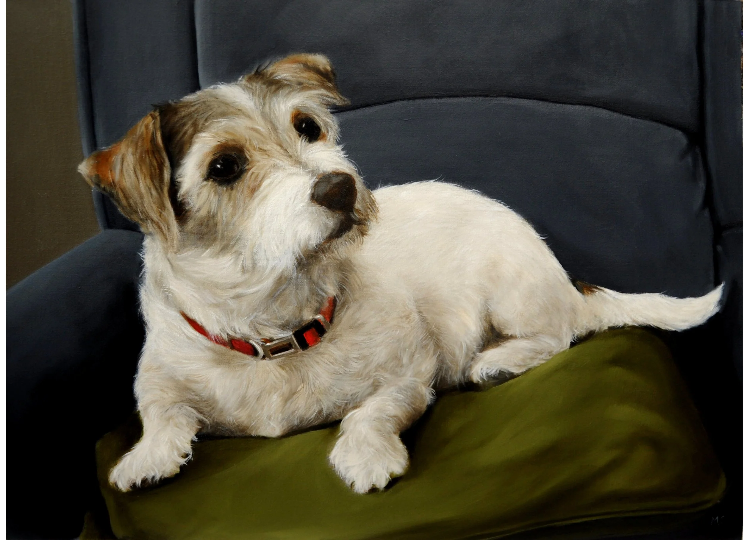 The artist's jack russell dog painted in oils