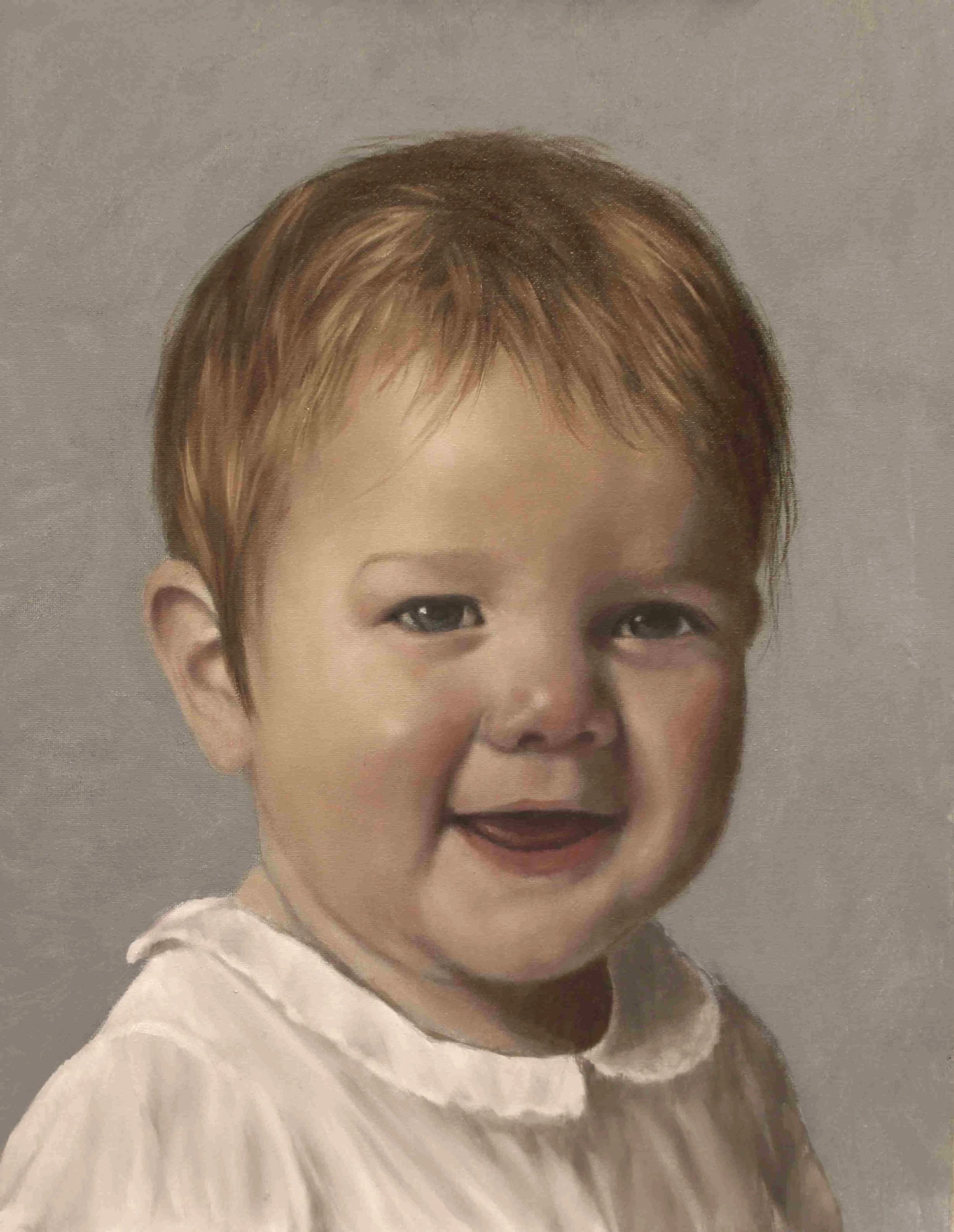 Painting in oils of a six-month old baby.