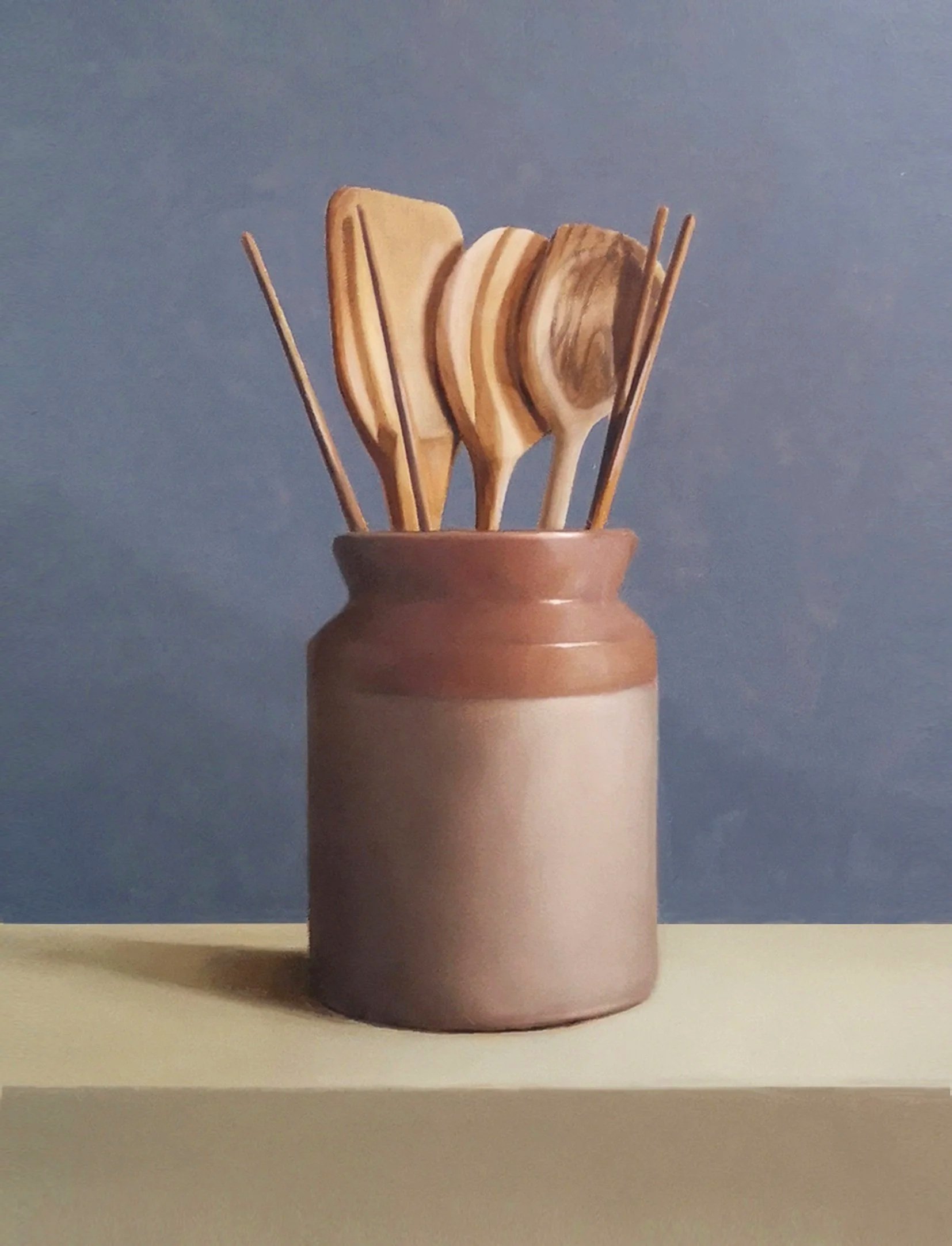 By a still life of kitchen utensils by Mike Skidmore.