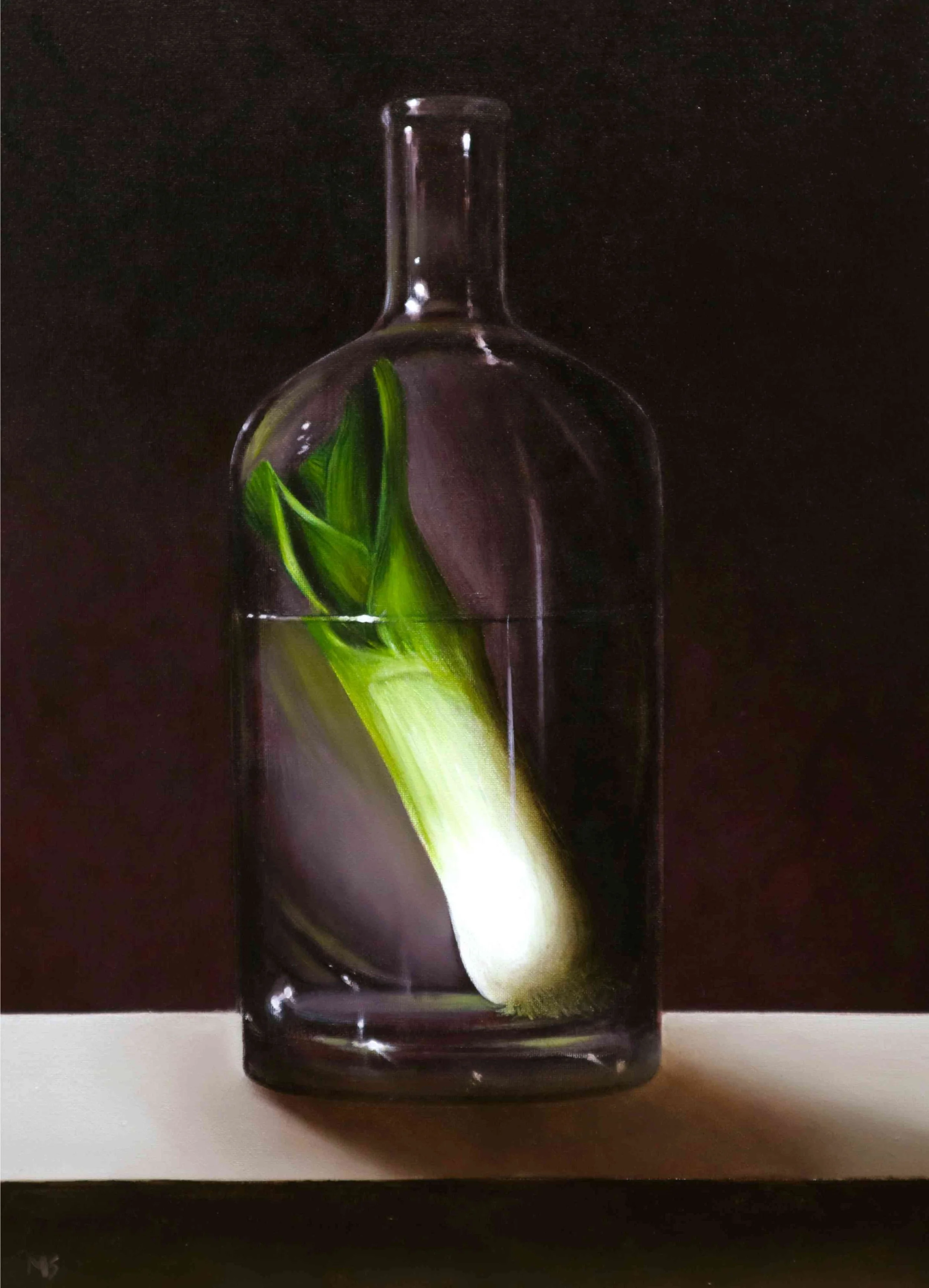 Leey vegetable in a glass still life painting.