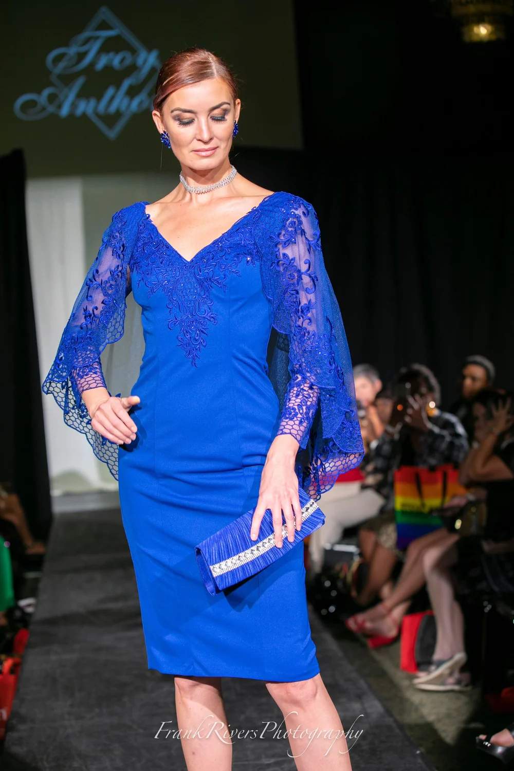Azul Cocktail Cape Dress  Troy Anthony