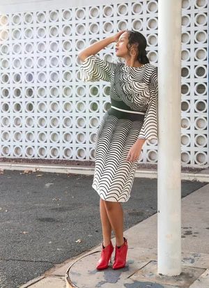black and white sheath dress Geometric Black and White Sheath Dress w/ Shawl Style #4851 Troy Anthony