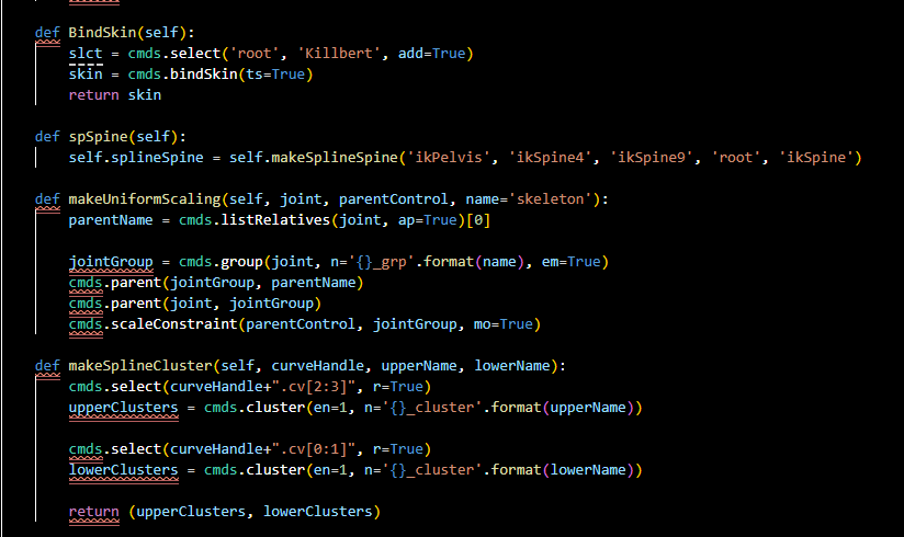  Spline spine and bind skin functions 