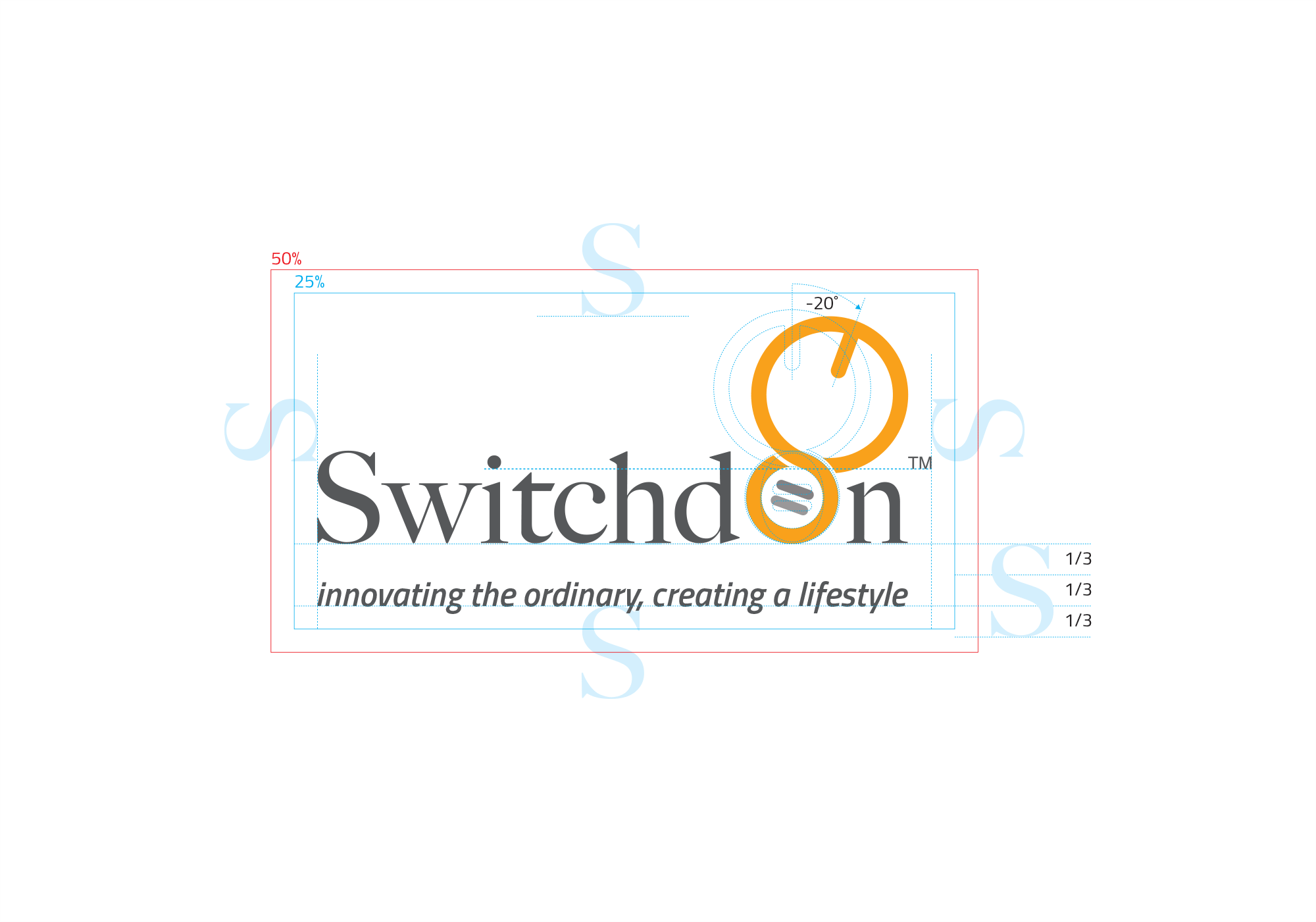 I constructed the logo on a grid and preserved the integrity and legibility of the logo lock-up by allowing a clear space area surrounding it.