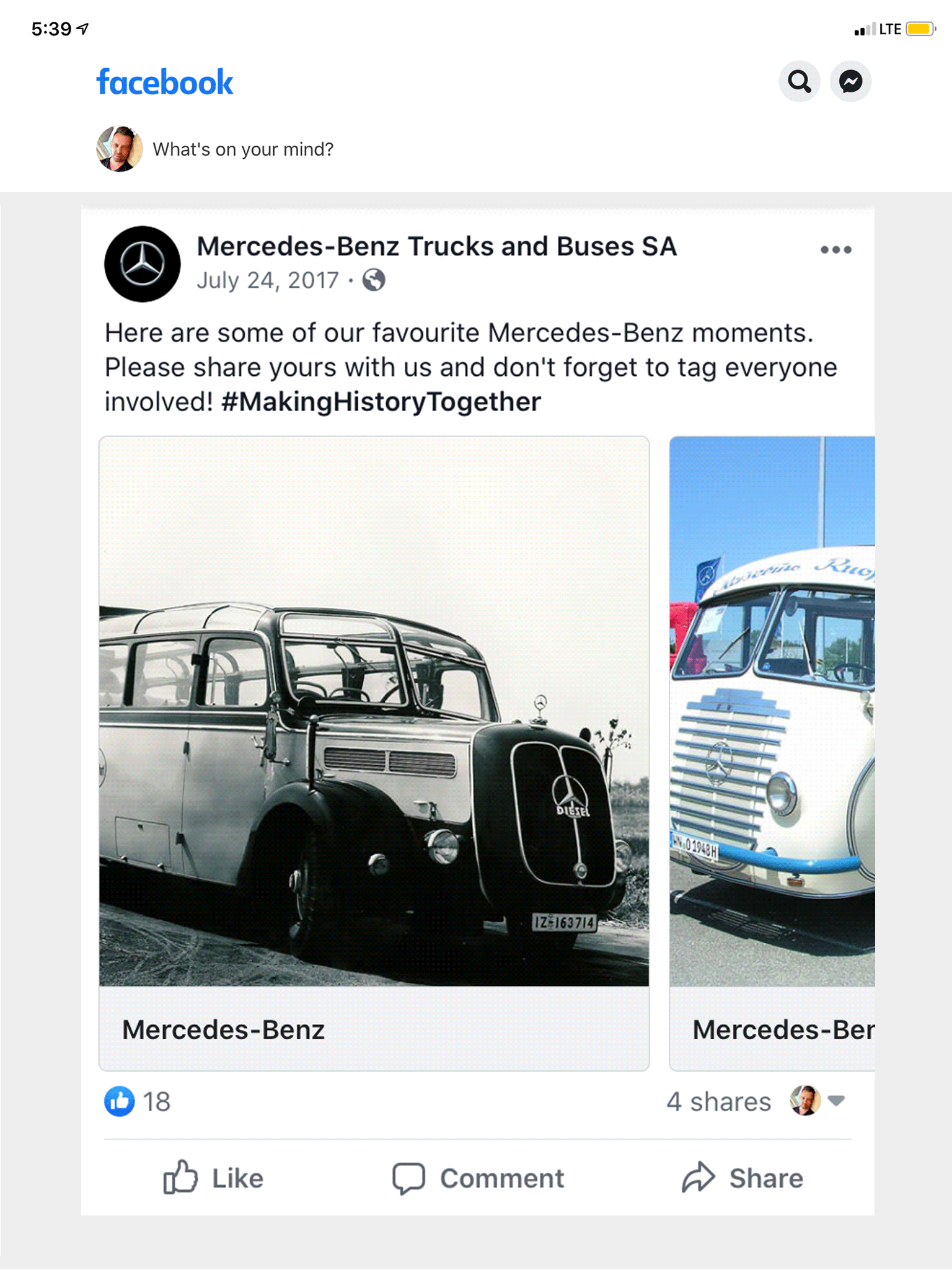 We also created a Facebook carousel post using the vintage photographs that I've sourced.