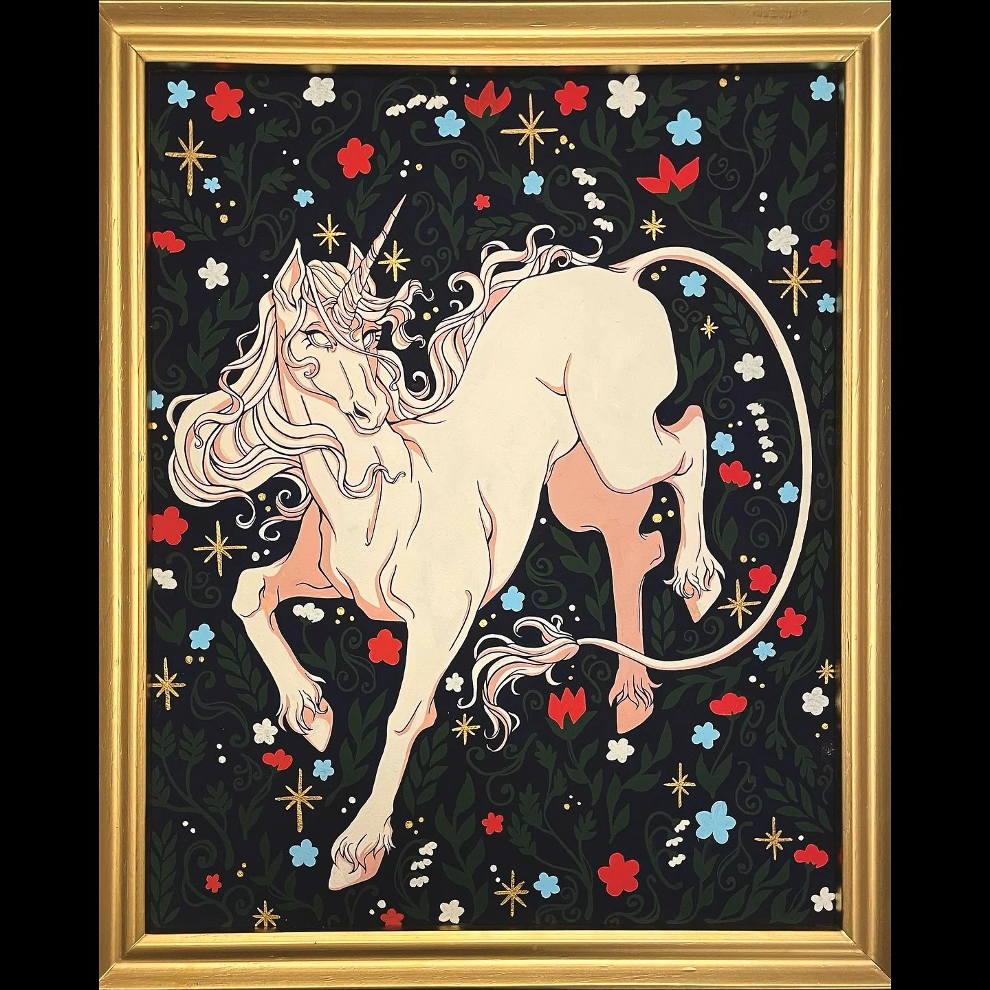 Medieval Unicorn ✨

I love how this turned out! The gold frame really brought the whole piece together. The original is a 16x20 gouache traditional painting- my largest illustration in a while. Big paintings sometimes intimidate me but seeing the fin