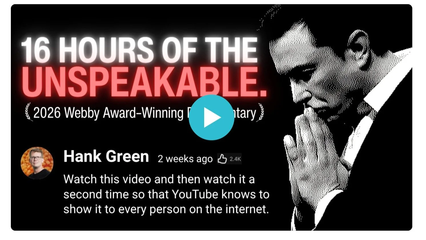 This documentary series episode I helped edit won a People&rsquo;s Voice Award at the Webbys in Best Documentary Storytelling! 
Congrats to the AI in Context team!