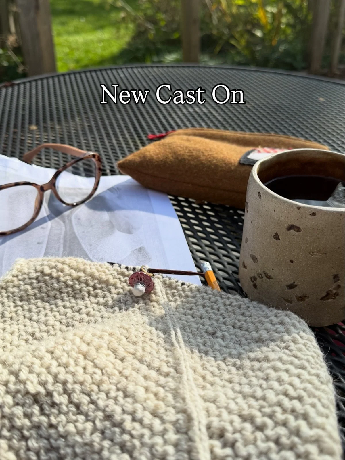 Cast  on a new project this week. Something I&rsquo;ve been wanting to knit for a while. Knitting in the sunshine is a bonus to a gentle Sunday. 🍂

Pattern: Pelica by @rosapomar 
Yarn: Limited Edition Shetland in Oatmeal (held double)
Stitch Marker: