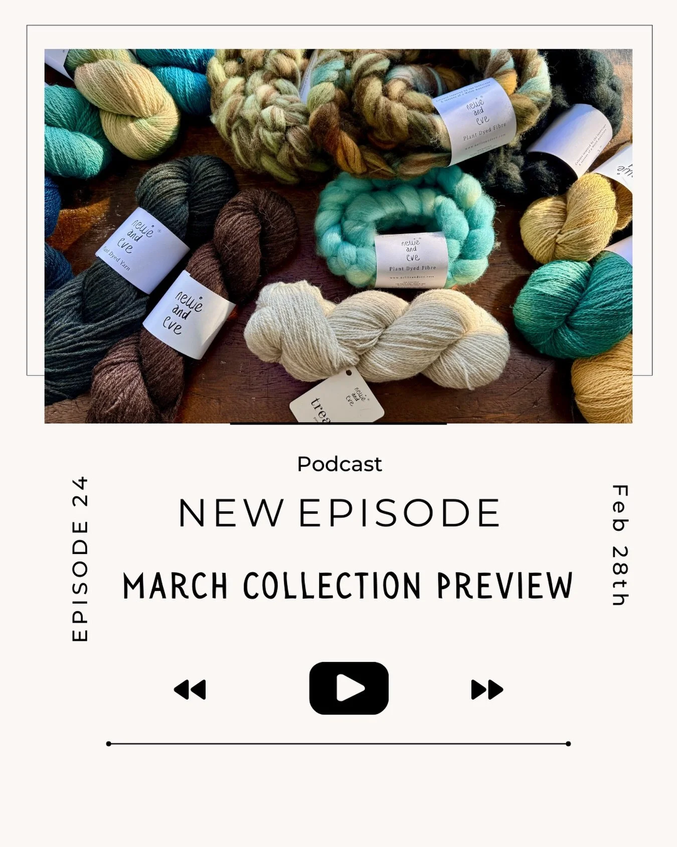 Sneak peek alert! New yarn &amp; fibre collections are coming, 1st March 8pm (GMT). Watch the podcast now on YouTube, it&rsquo;s got &lsquo;Sunshine&rsquo; 🤣😎. 
Subscribe to my newsletter via website for more info, drops tomorrow! Spring is in the 