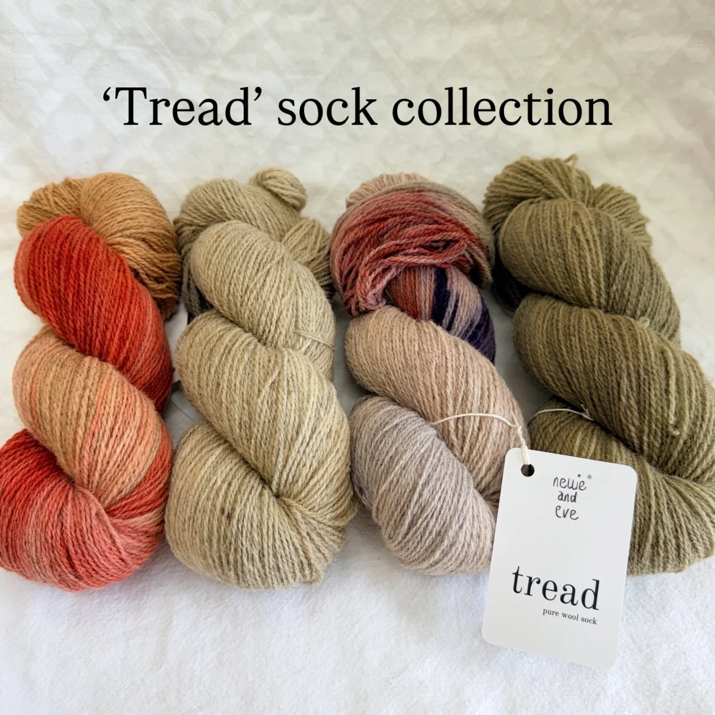 The Tread Sock Collection arrives in the shop tonight at 8pm (BST).
New shades of soft blues and rosy pinks sit alongside beautifully variegated colourways, all ready to accompany your summer knitting.
I&rsquo;m also delighted to be launching the new