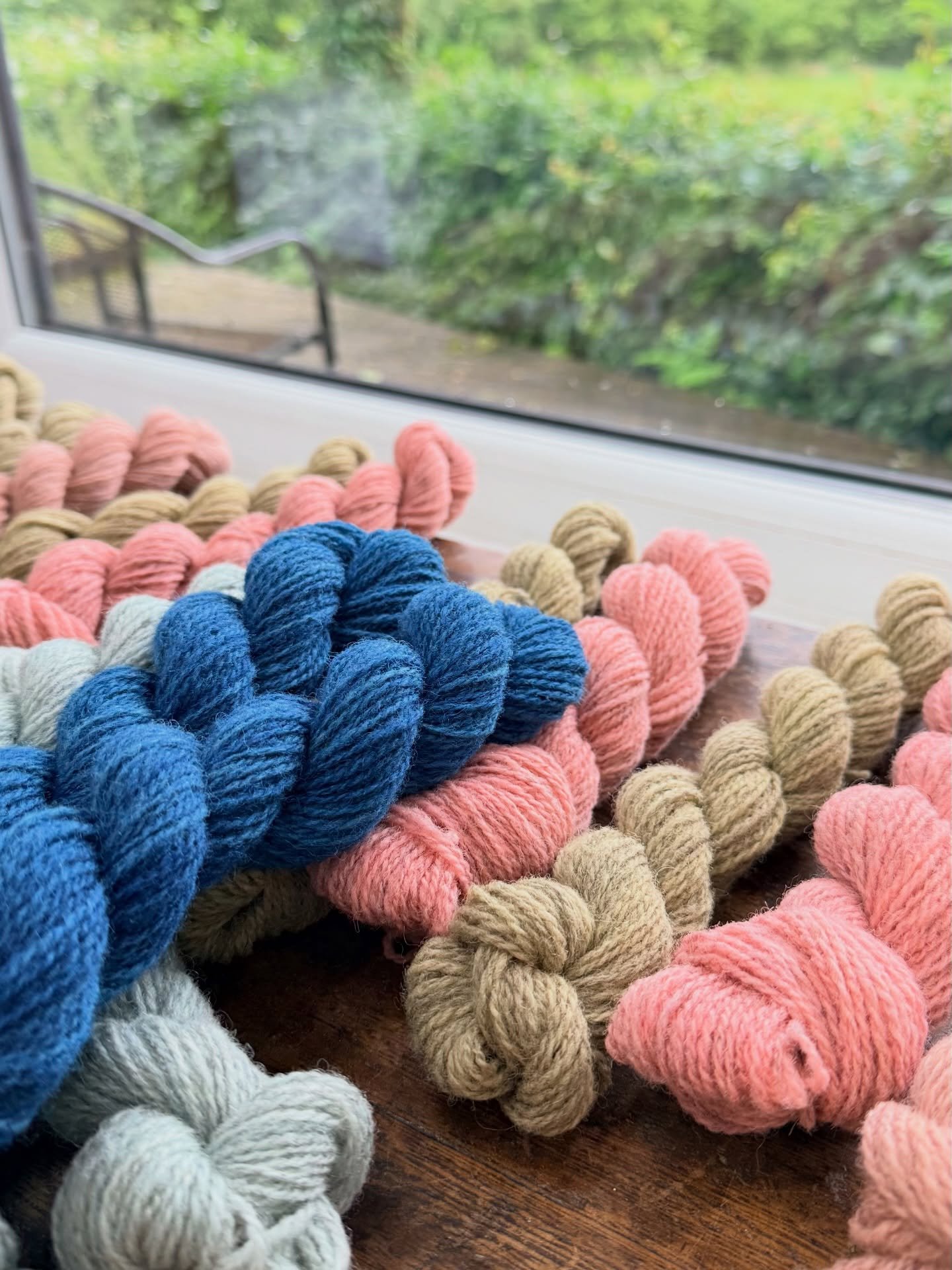 Colour on a gloomy day. 
Weather like October is not dampening down the plant dyed colours that have been coming out of the dye pot this week. I&rsquo;m so excited by this collection &amp; will share more when&rsquo;s it&rsquo;s all finished. It&rsqu
