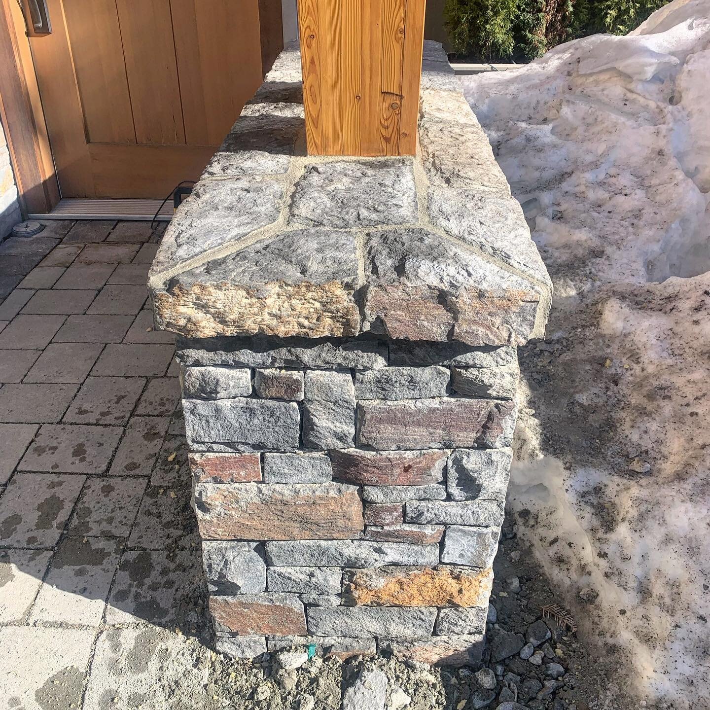 Fun little Repair! Swipe ➡️ to check out the before 🪨 #stonework #whistlernaturalstone #mason #masonry #stone