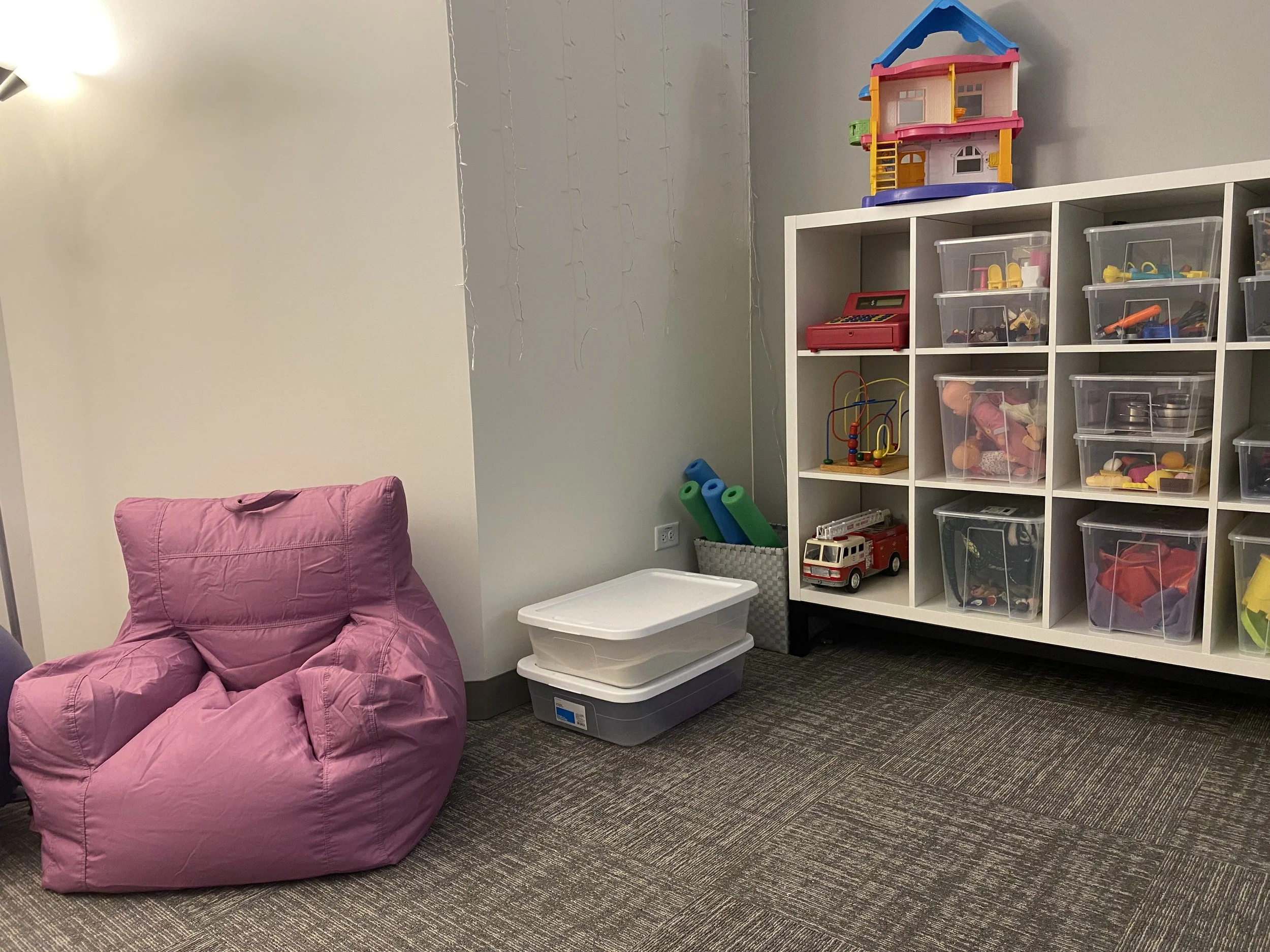 Photo of play therapy room with variety of toys