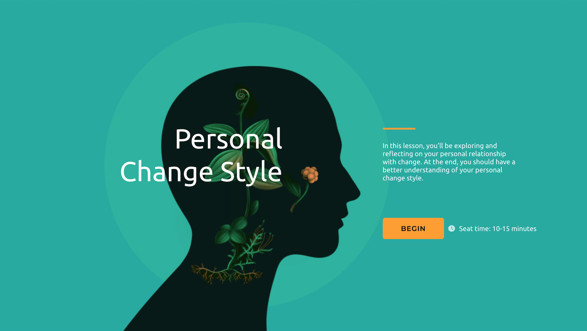 Rather than just working through workplace scenarios, learners are asked to critically reflect on their conception of change at different scales – personal, organizational, and community. 