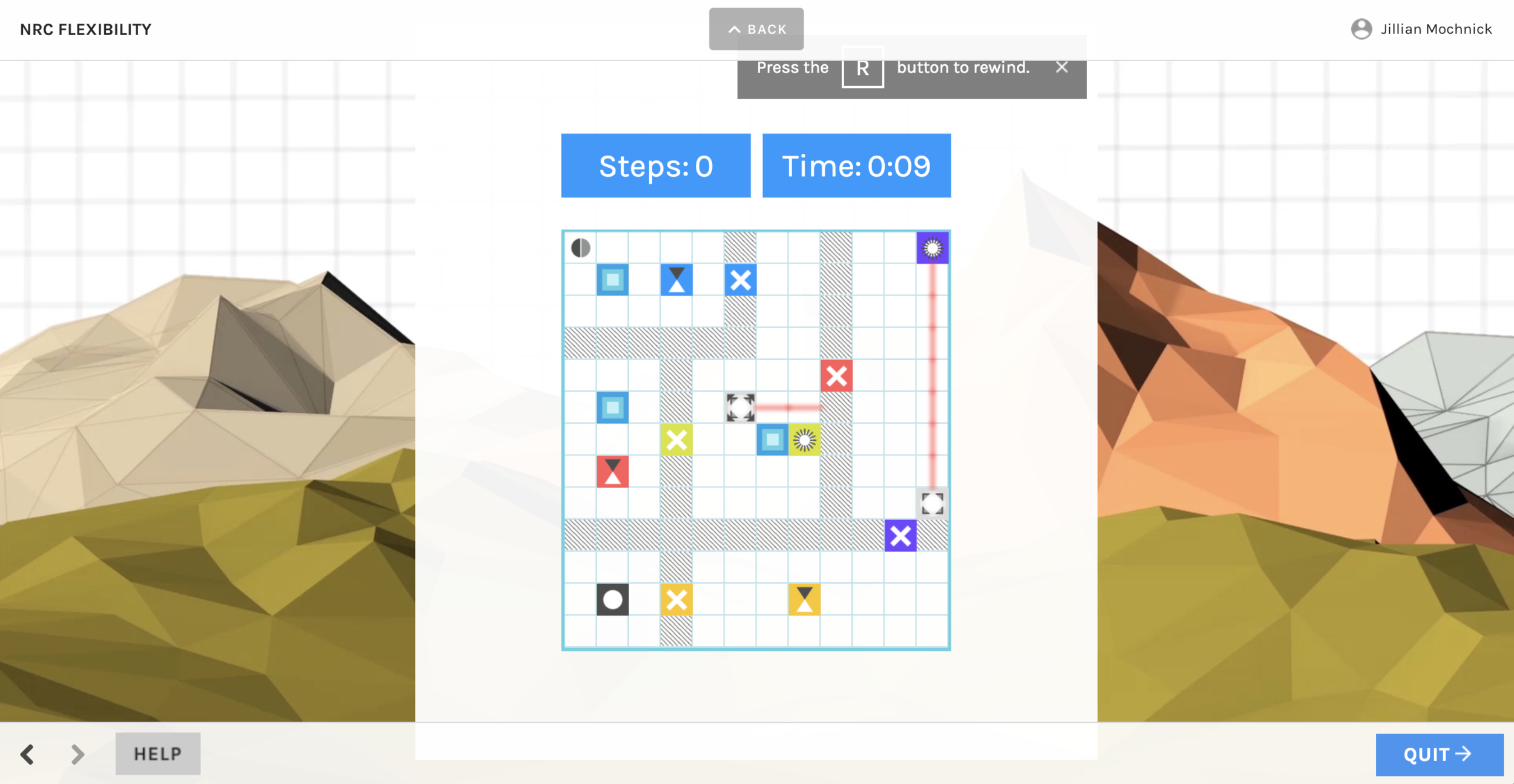 Each lesson ends with a mini-game that requires the learner  to demonstrate that competency (like thinking flexibly) to solve it.
