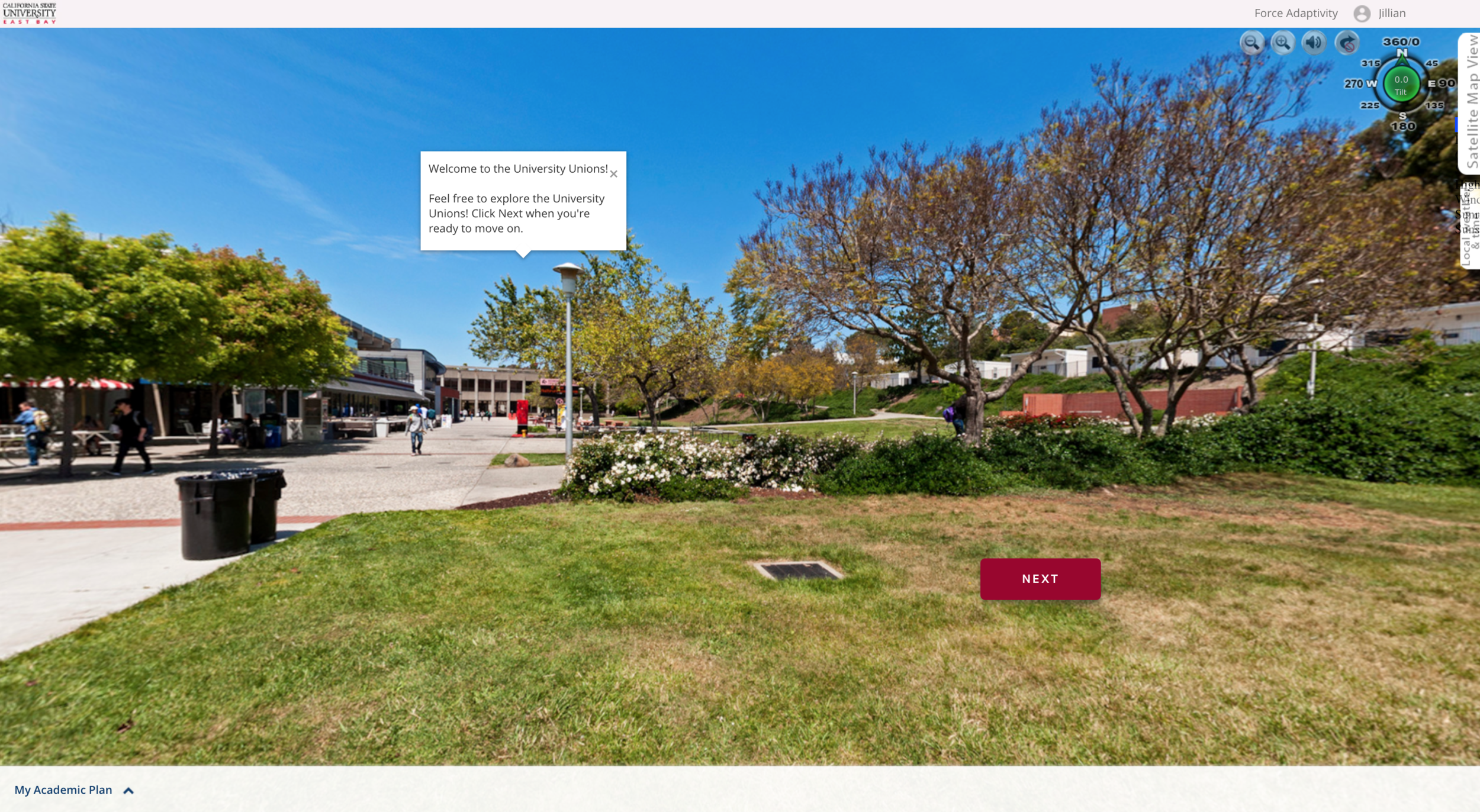 Learners can explore a virtual field trip of campus by going to areas that interest them and gathering resources that will be helpful on their journeys.  