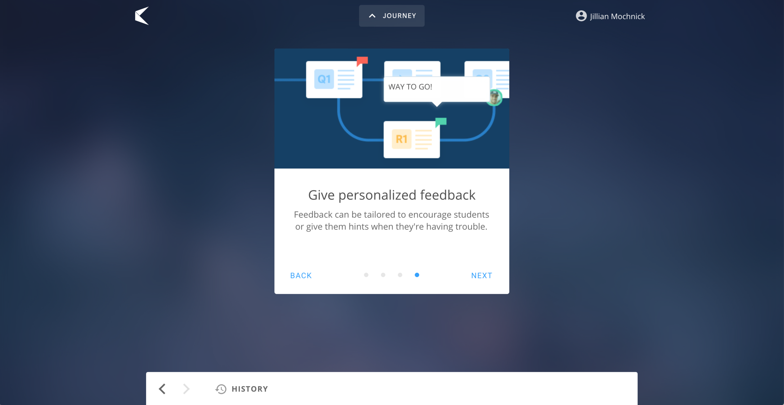 The training begins with encouraging customers to use the product to create adaptive and personalized learning experiences.