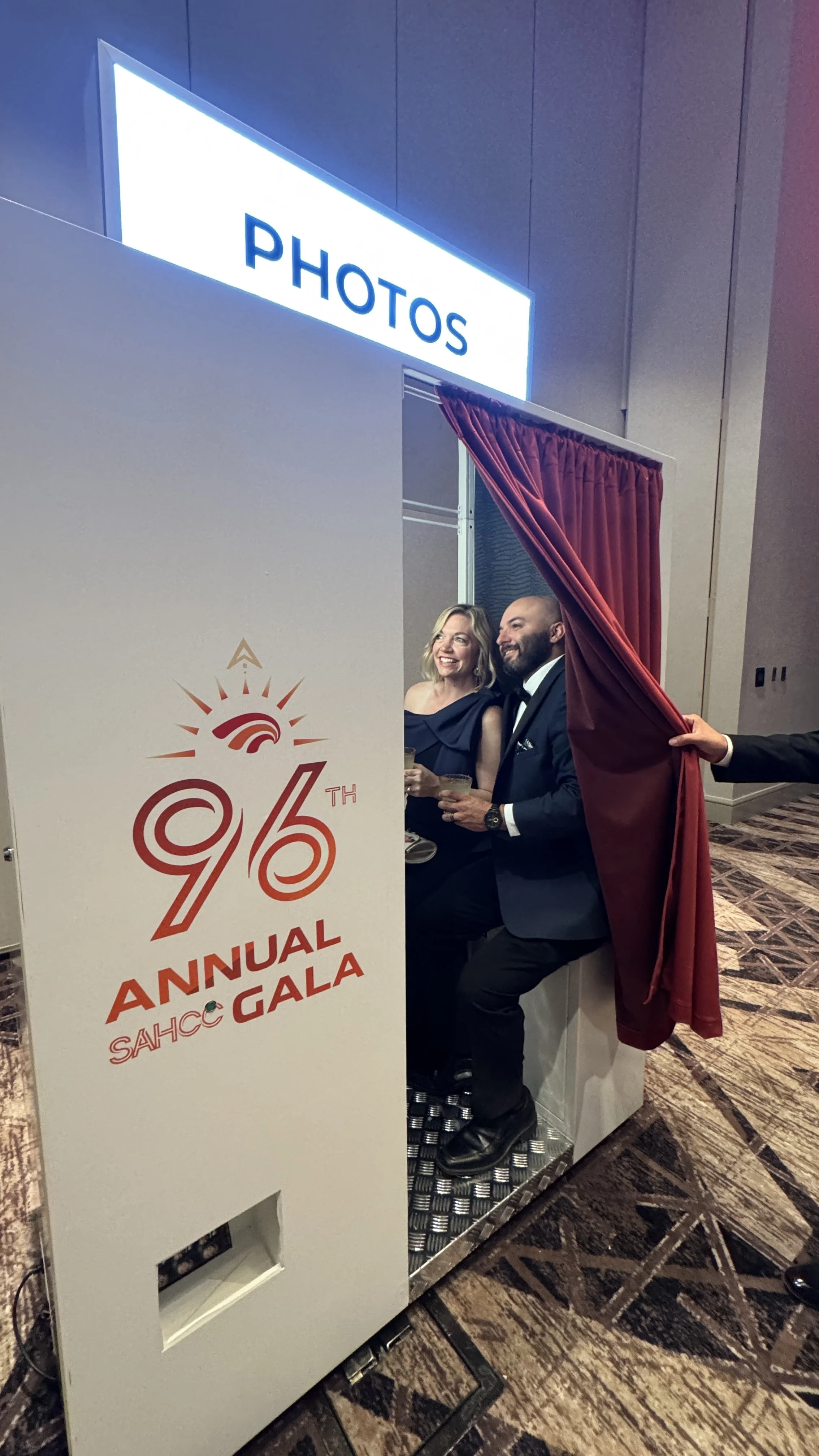 Custom branded photo booth activation for SAHCC annual gala corporate event in San Antonio Texas