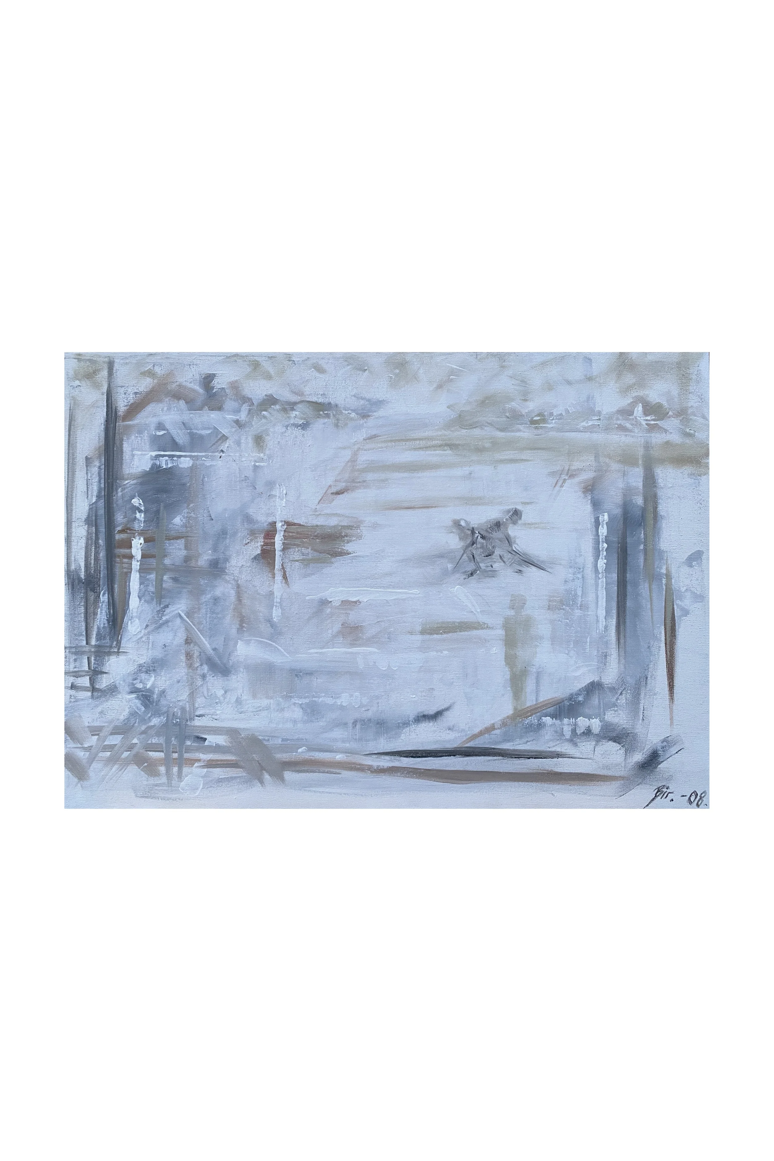 Tittel: "Isfiske" 70 x 50 cm. Akryl på lerret.