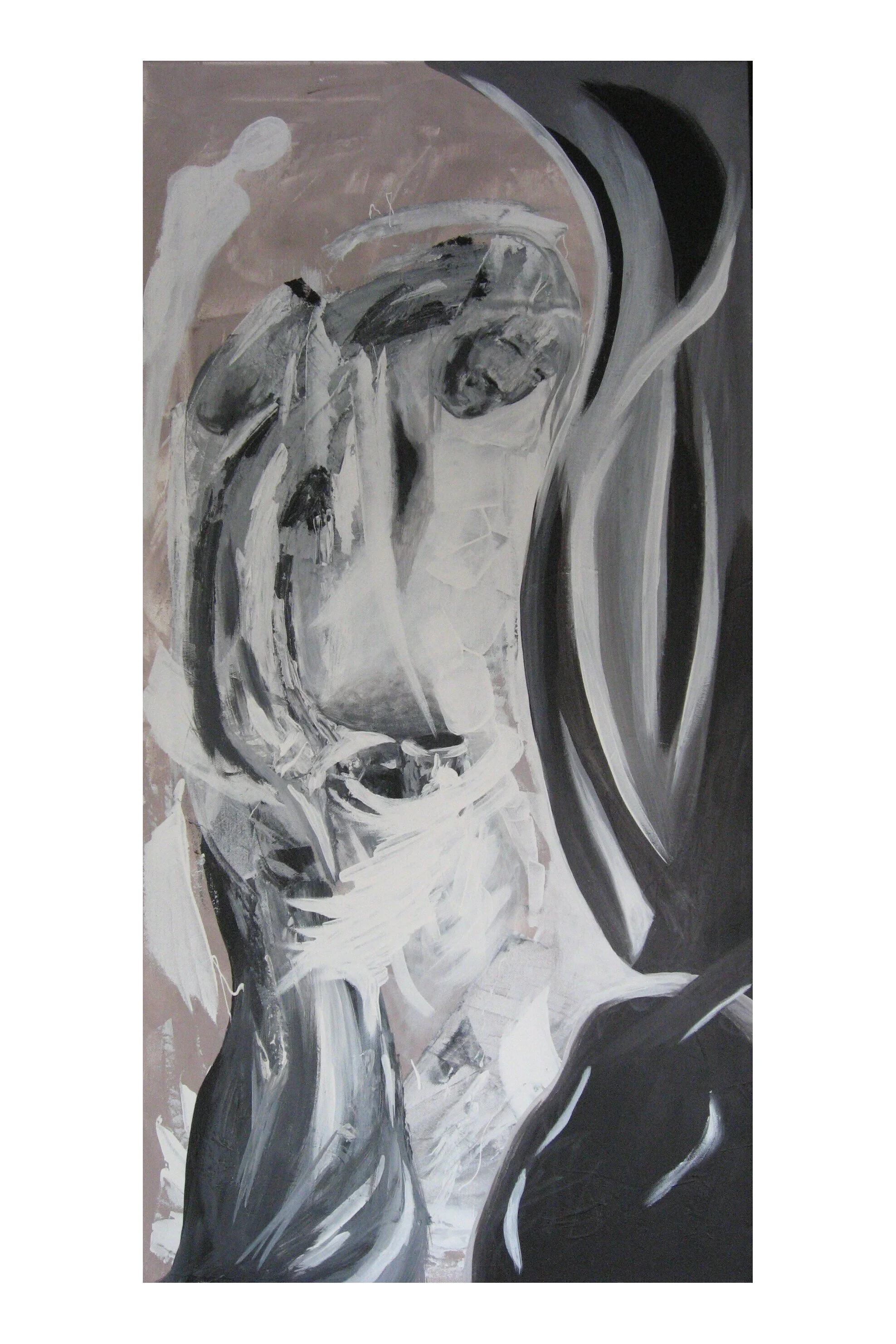 Tittel: "Kaffepause" Akryl på lerret. 100 x 50 cm. Solgt.