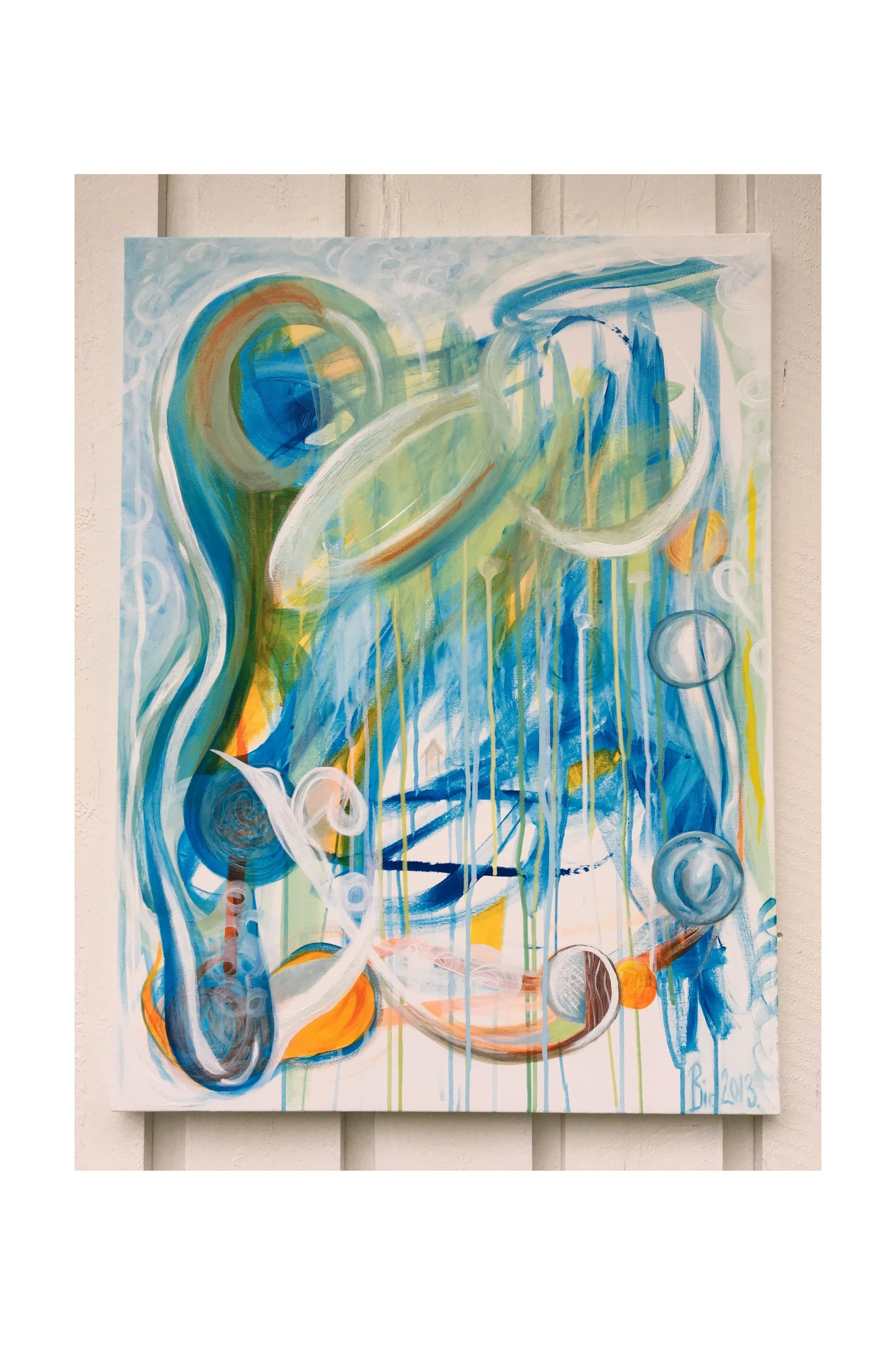 Tittel: "Regnskogens globale oppvarming" Akryl på lerret. 80 x 60 cm.