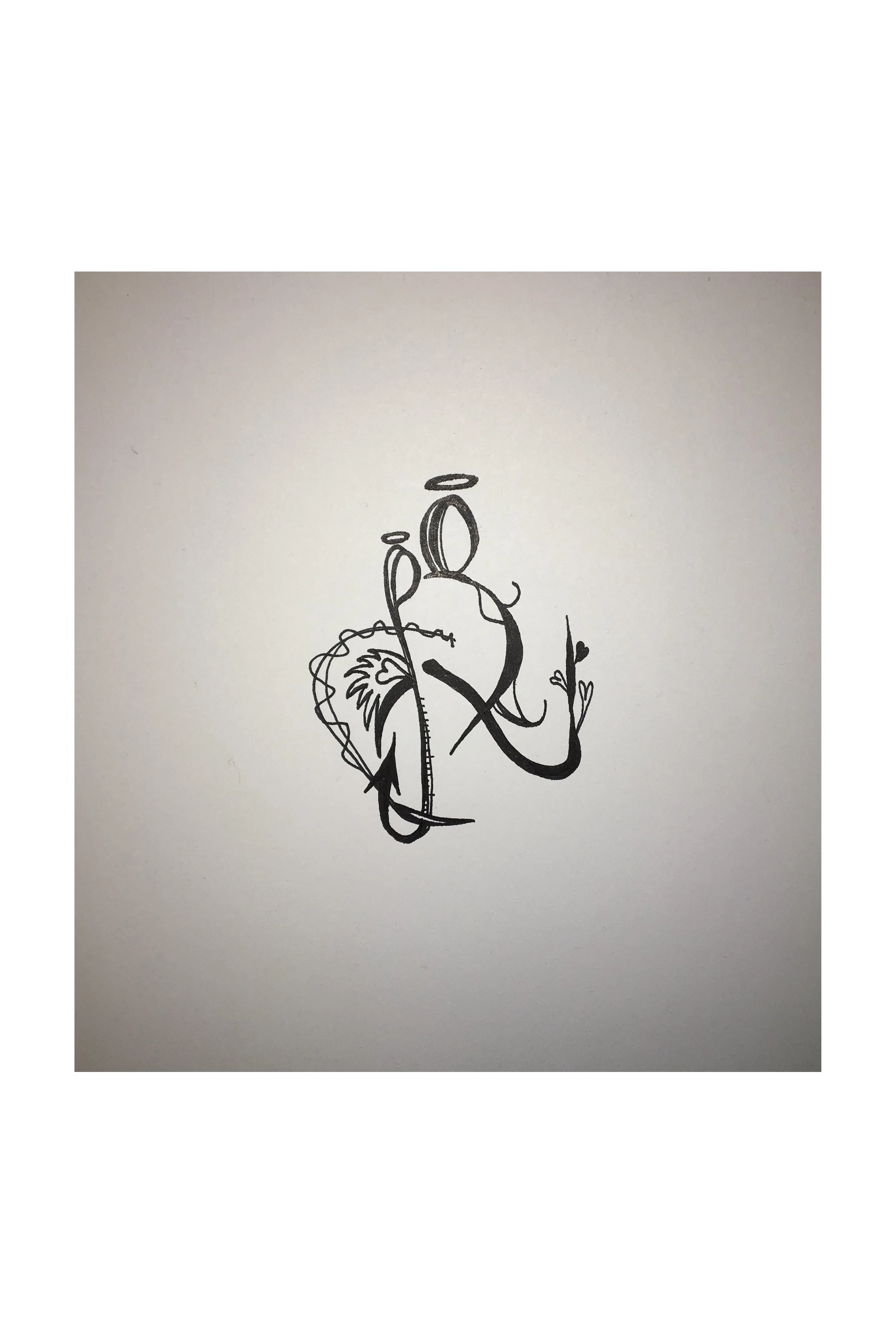 "Ingen tittel" Penn på tegnepapir. Tegnet på A3-ark. Motivet er i str. 10, 5 x 8 cm. P. E.