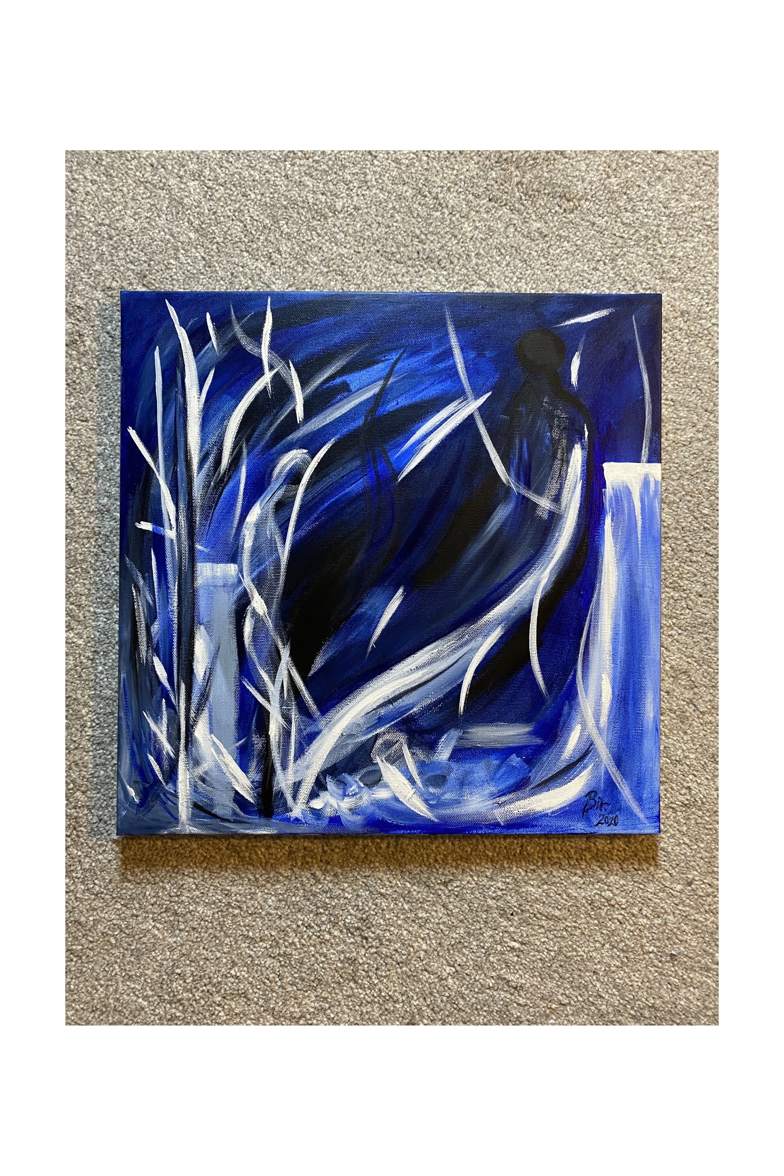 Tittel: «Global ceasefire corona» Akryl på lerret. 40 x 40 cm.