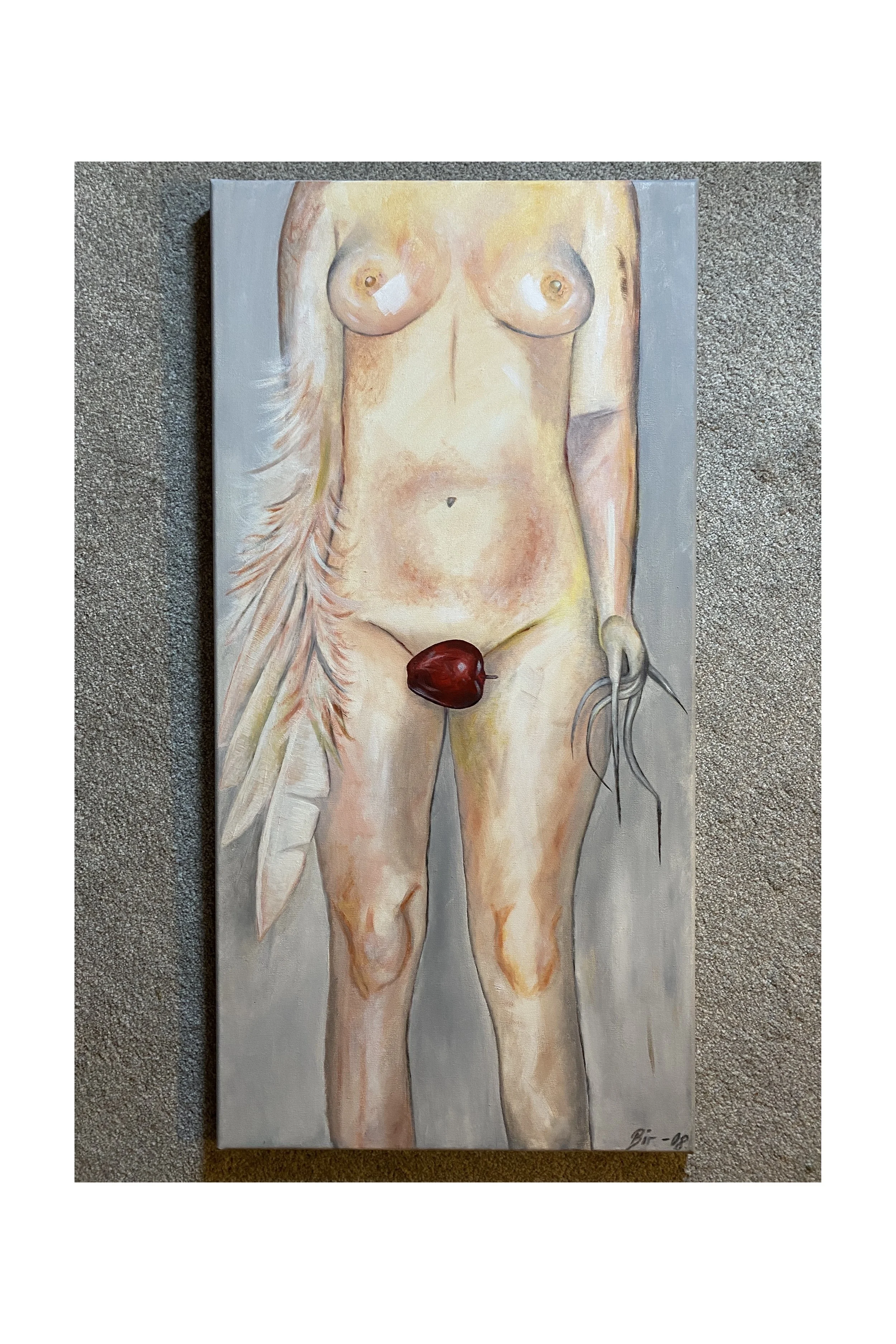 Tittel: «Surrealistic angel and demon» Olje på lerret. 100 x 40 cm.