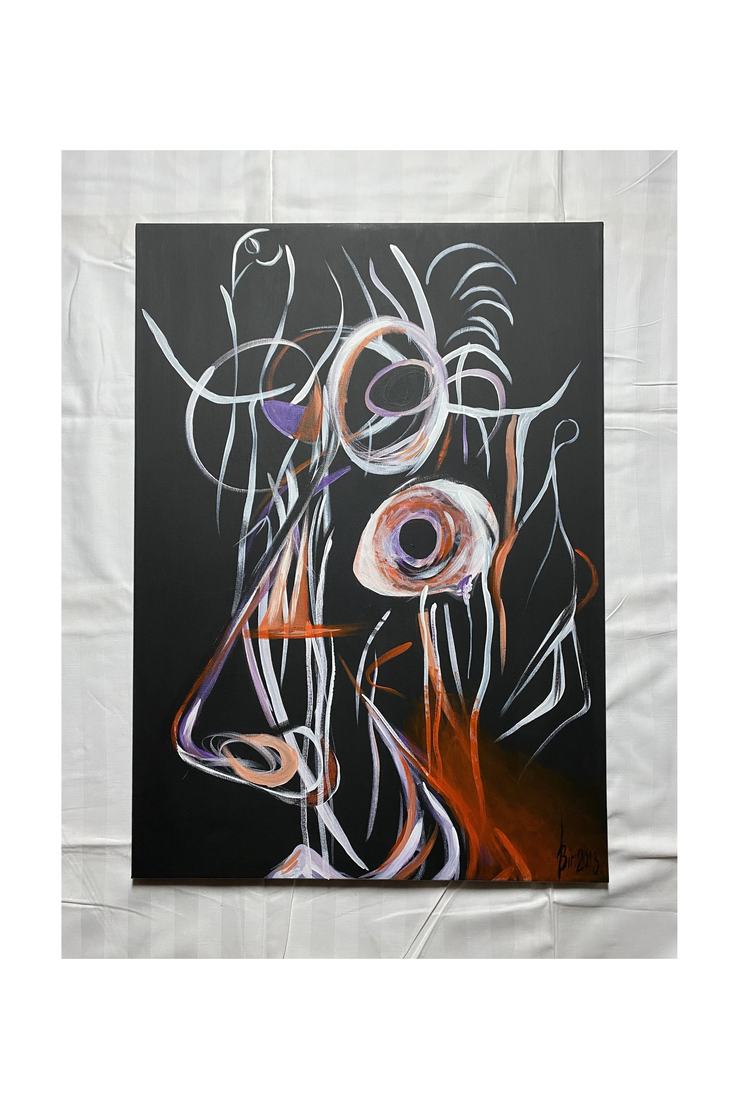 Tittel: "Livets faser" Akryl på lerret. 70 x 50 cm.