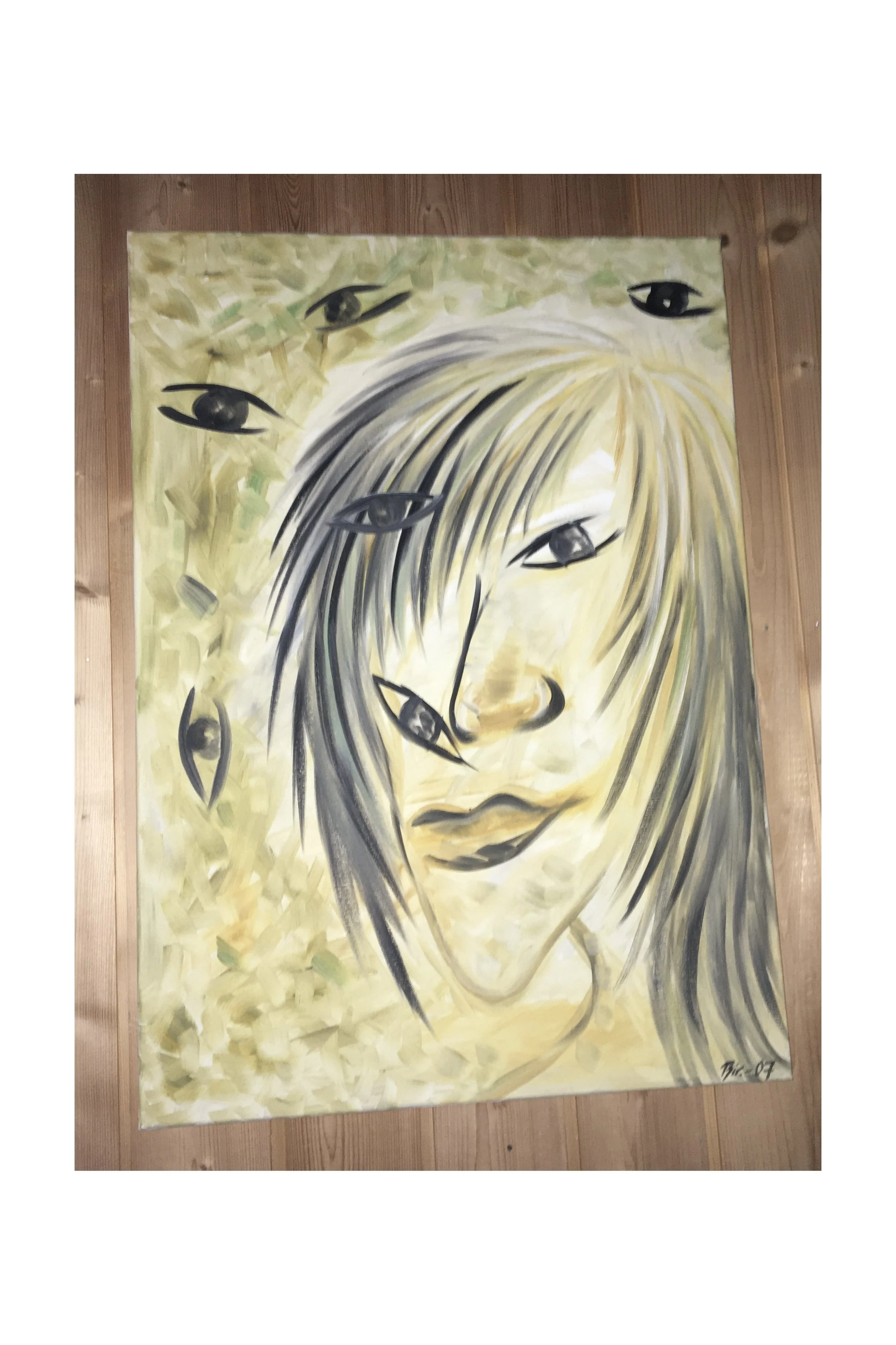 Tittel: "Beauty is in the eye of the beholder" Olje på lerret. Ca. 50 x 40 cm.