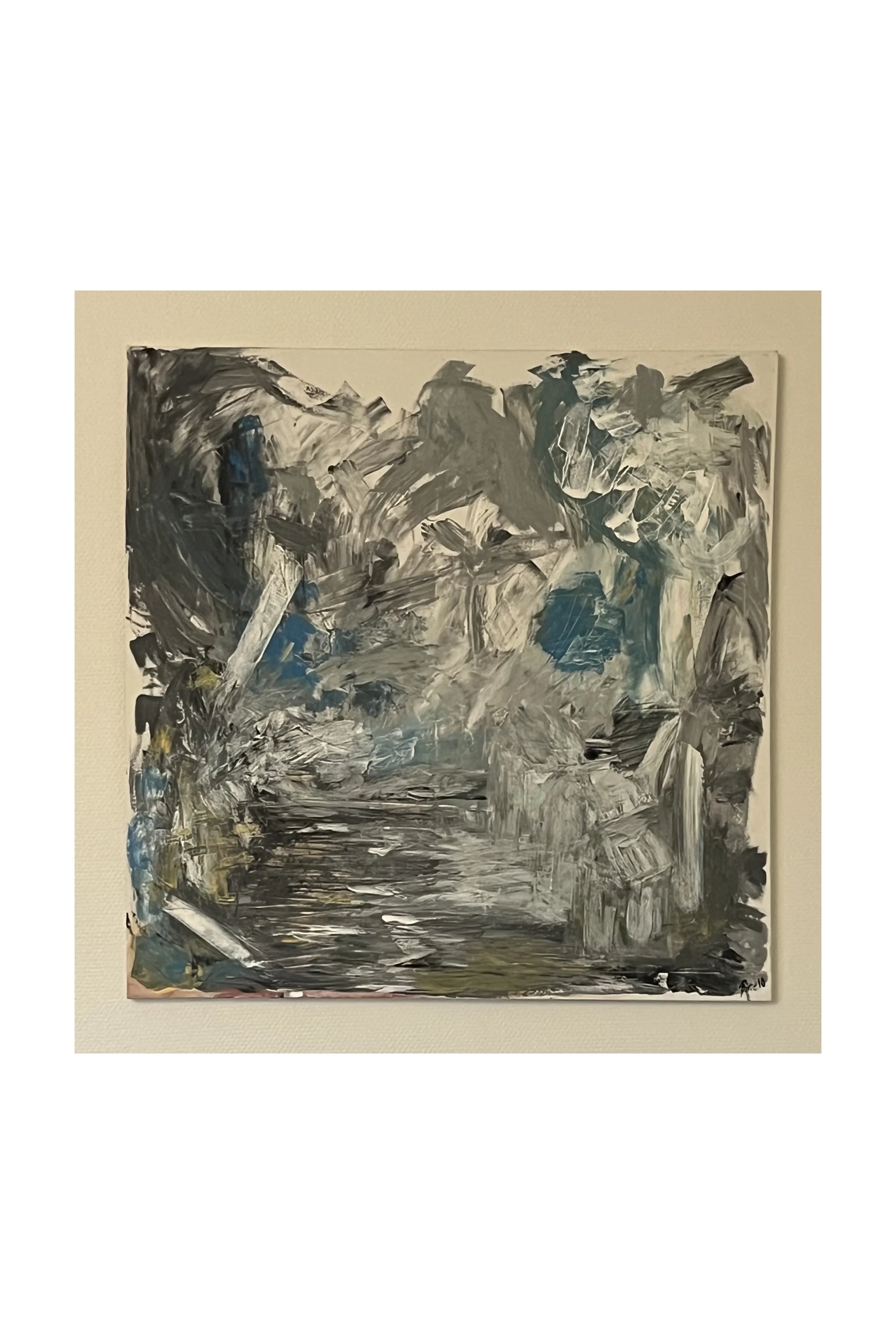 Tittel: "Naustene" Akryl på lerret. 80 x 80 cm. Solgt.